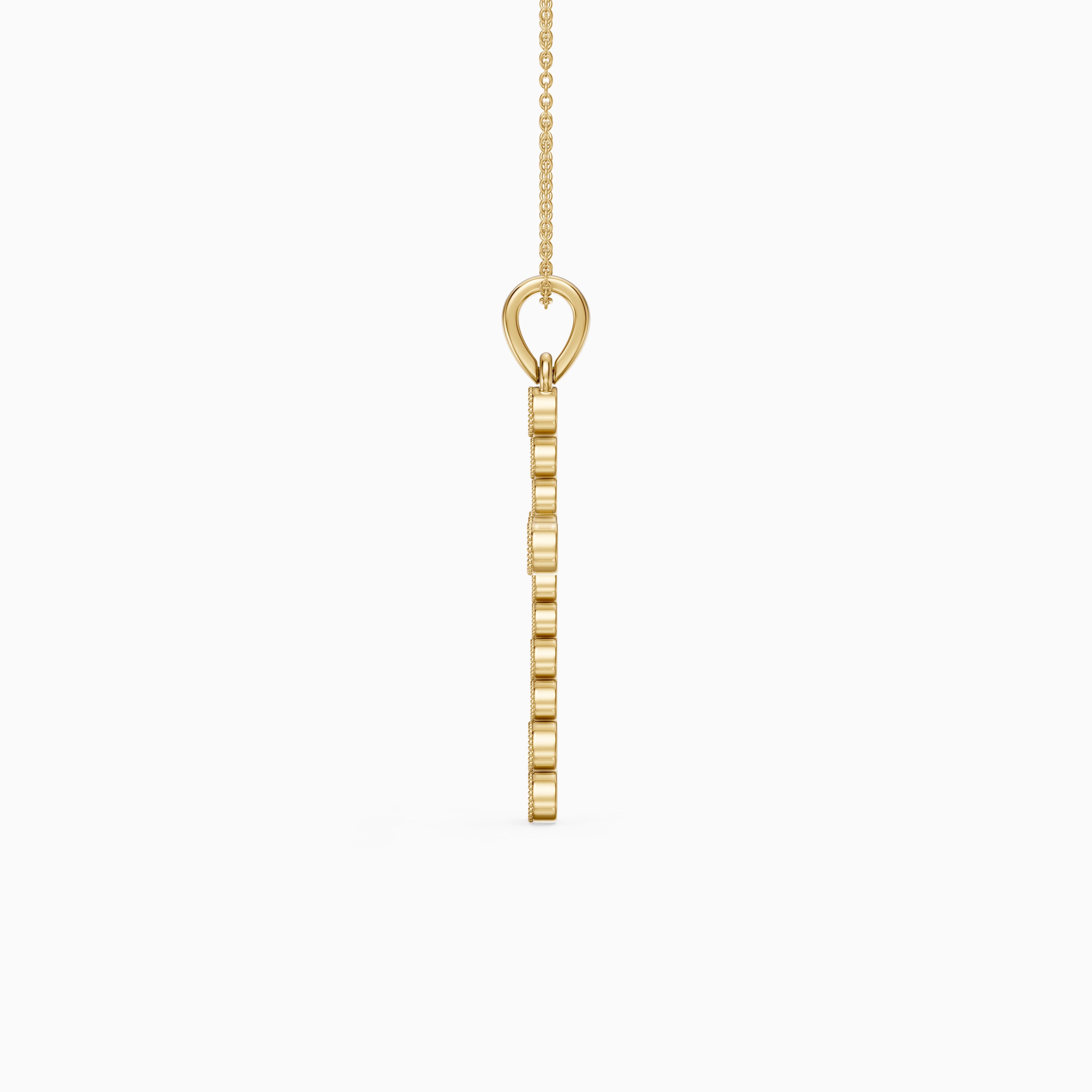 Evelynn Round Lab Grown Diamond Beaded Bezel Cross Pendant