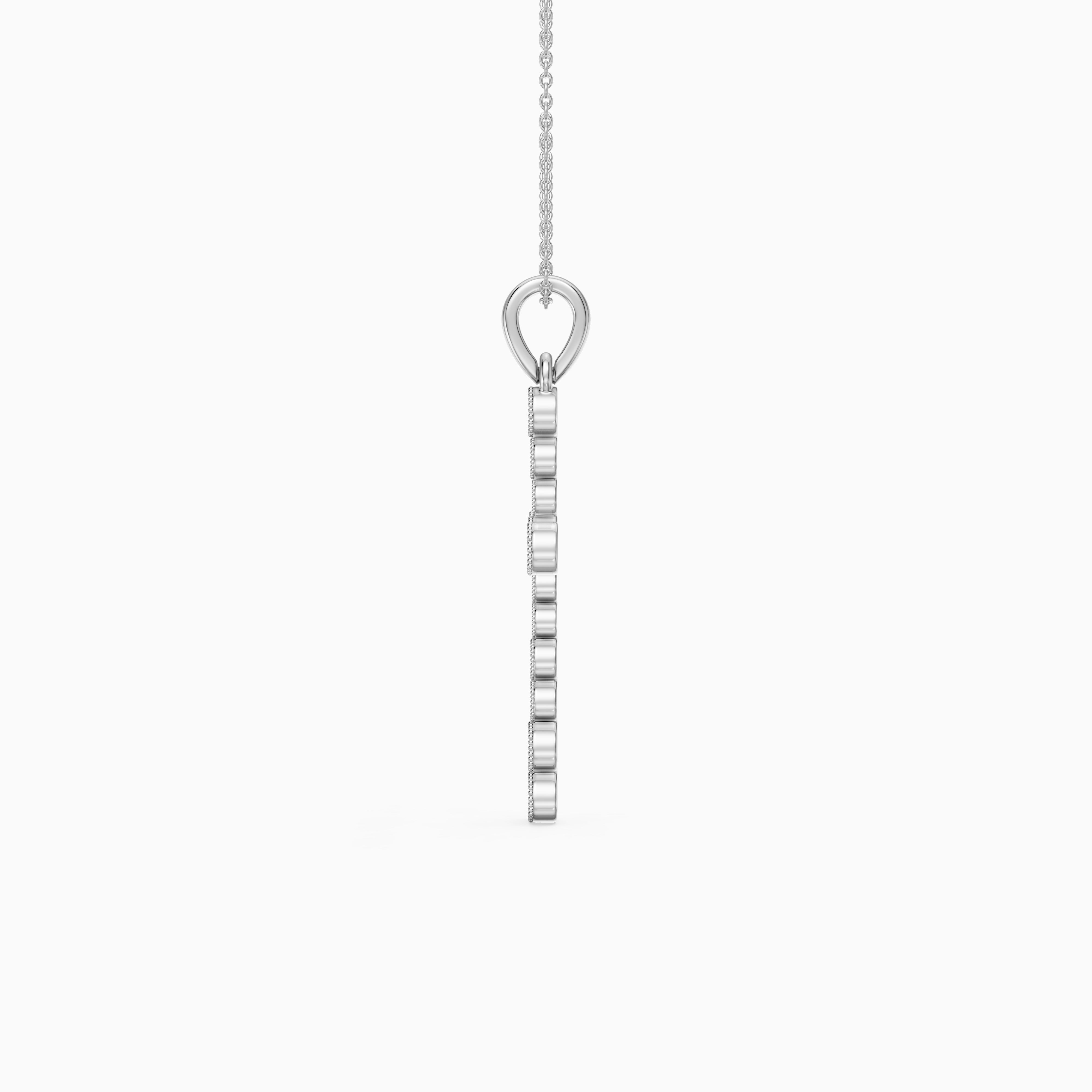 Evelynn Round Lab Grown Diamond Beaded Bezel Cross Pendant
