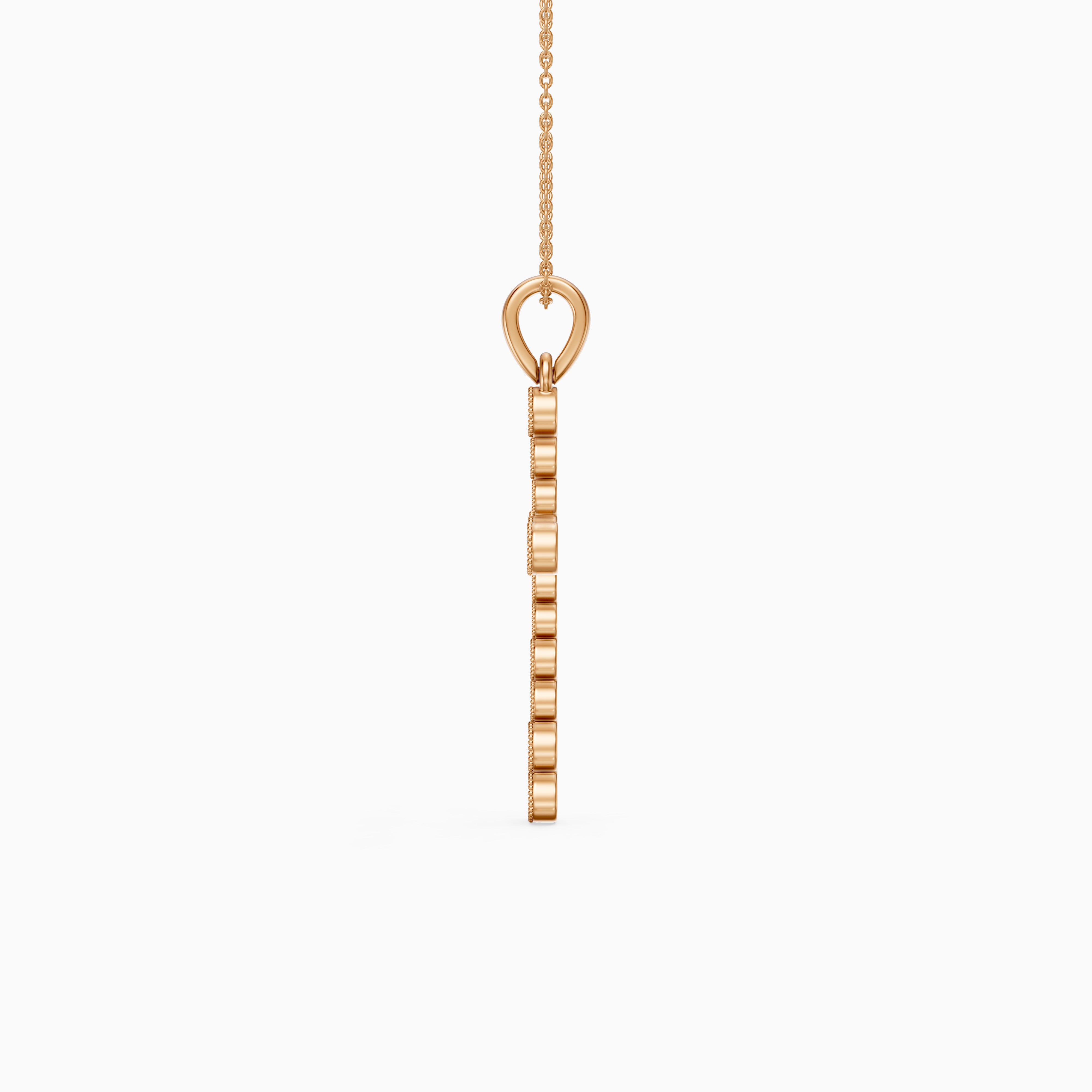 Evelynn Round Lab Grown Diamond Beaded Bezel Cross Pendant