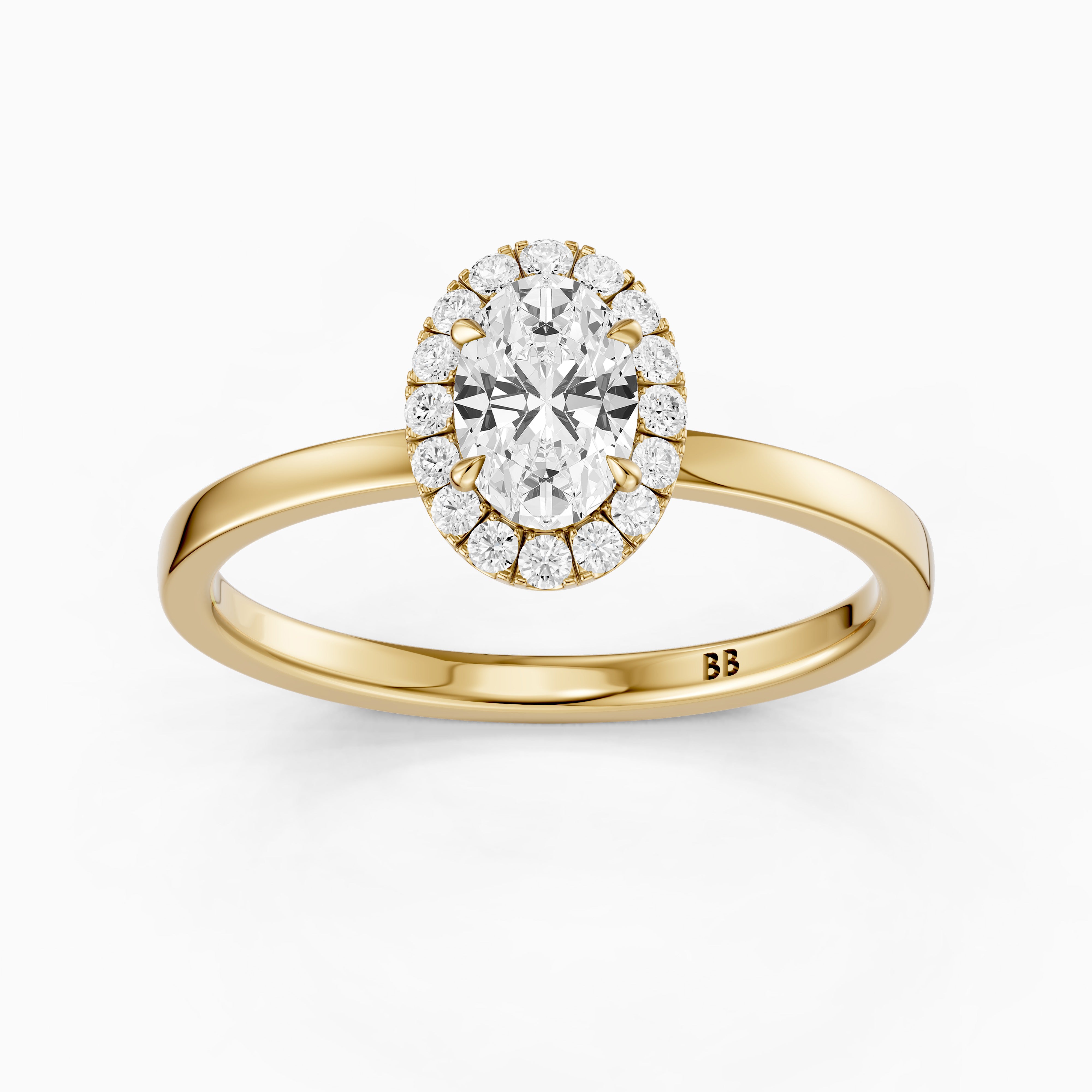 Oakley Oval Cut Halo Moissanite Diamond Engagement Ring