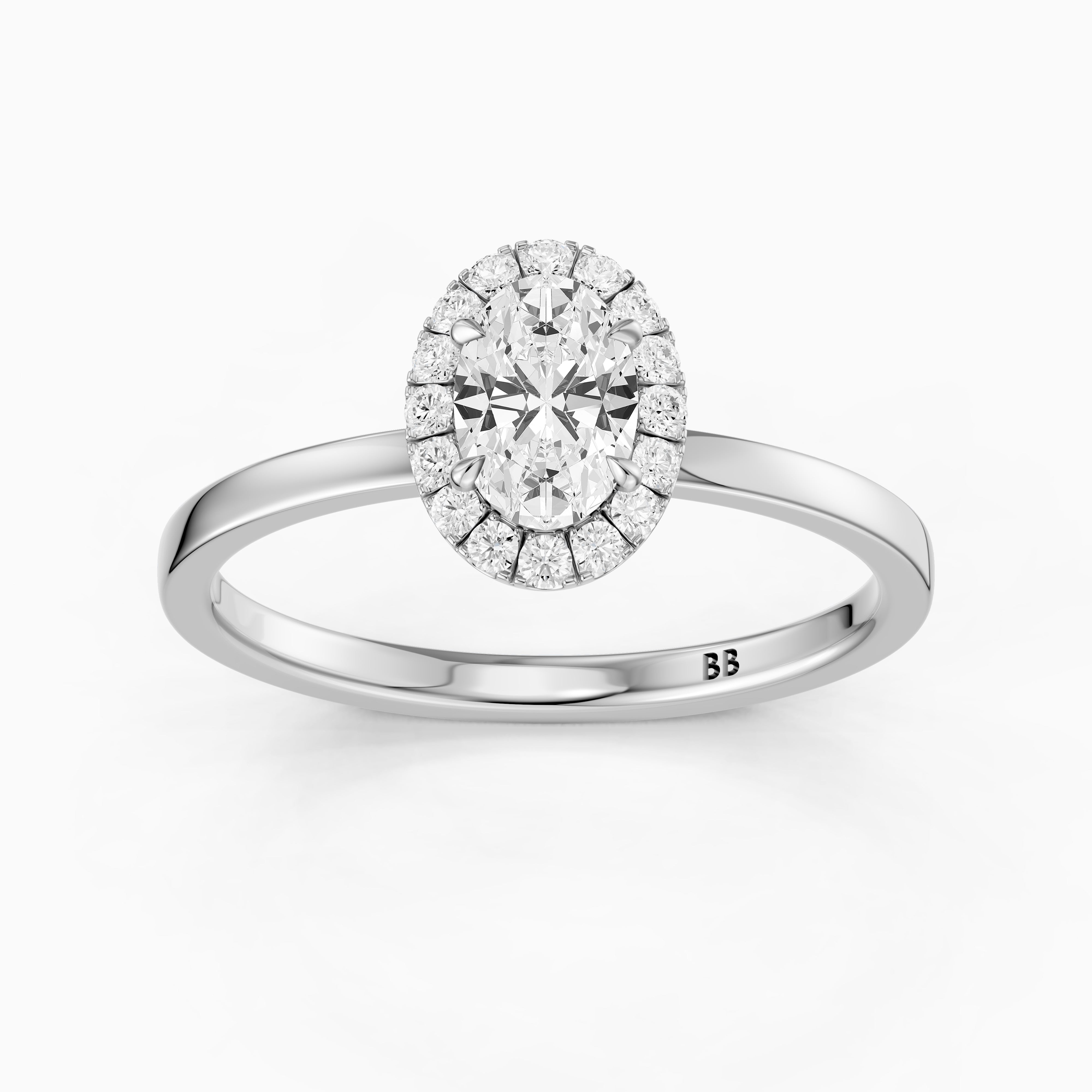 Oakley Oval Cut Halo Moissanite Diamond Engagement Ring