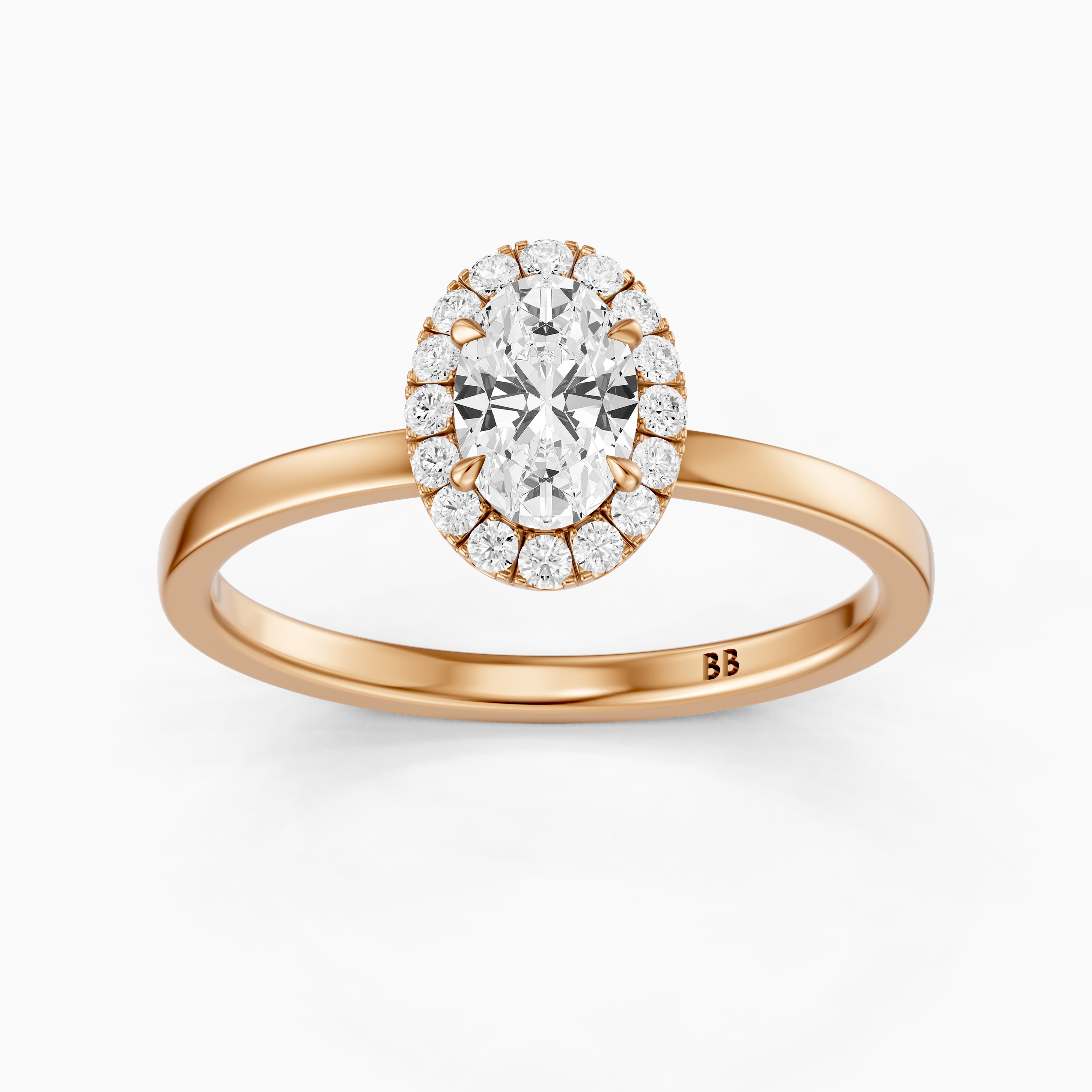 Oakley Oval Cut Halo Moissanite Diamond Engagement Ring