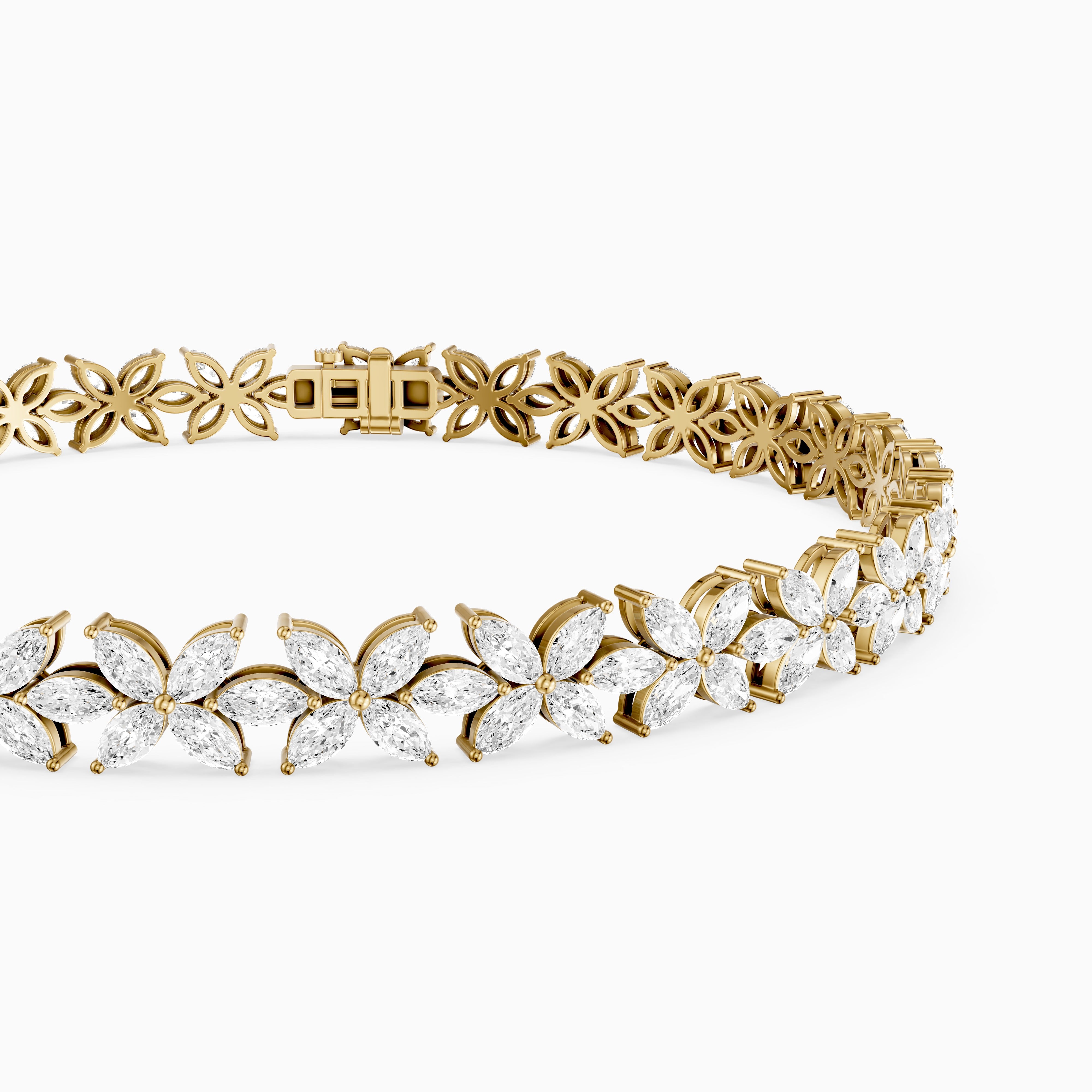 Corinne Marquise Lab Grown Diamond Floral Tennis Bracelet