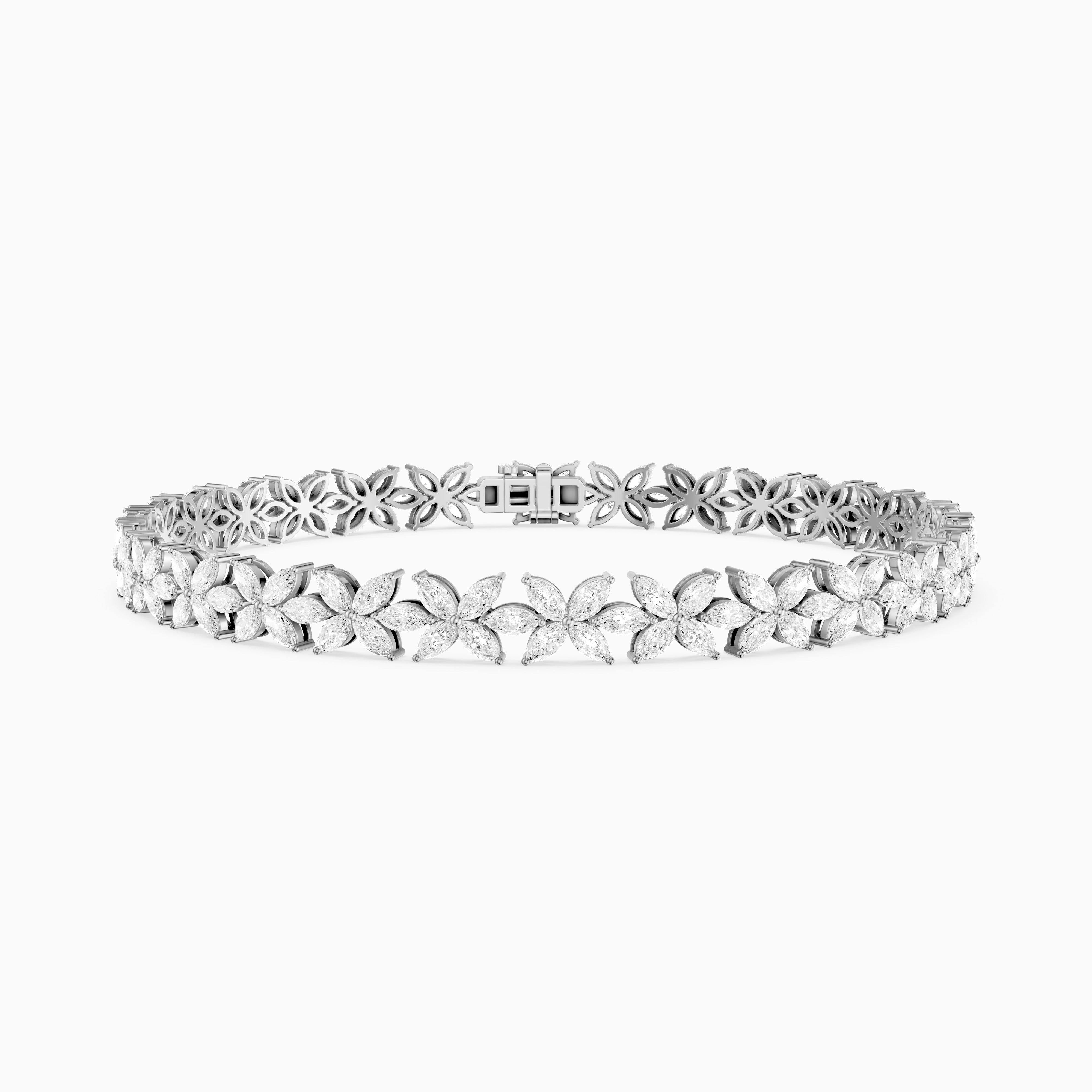 Corinne Marquise Lab Grown Diamond Floral Tennis Bracelet