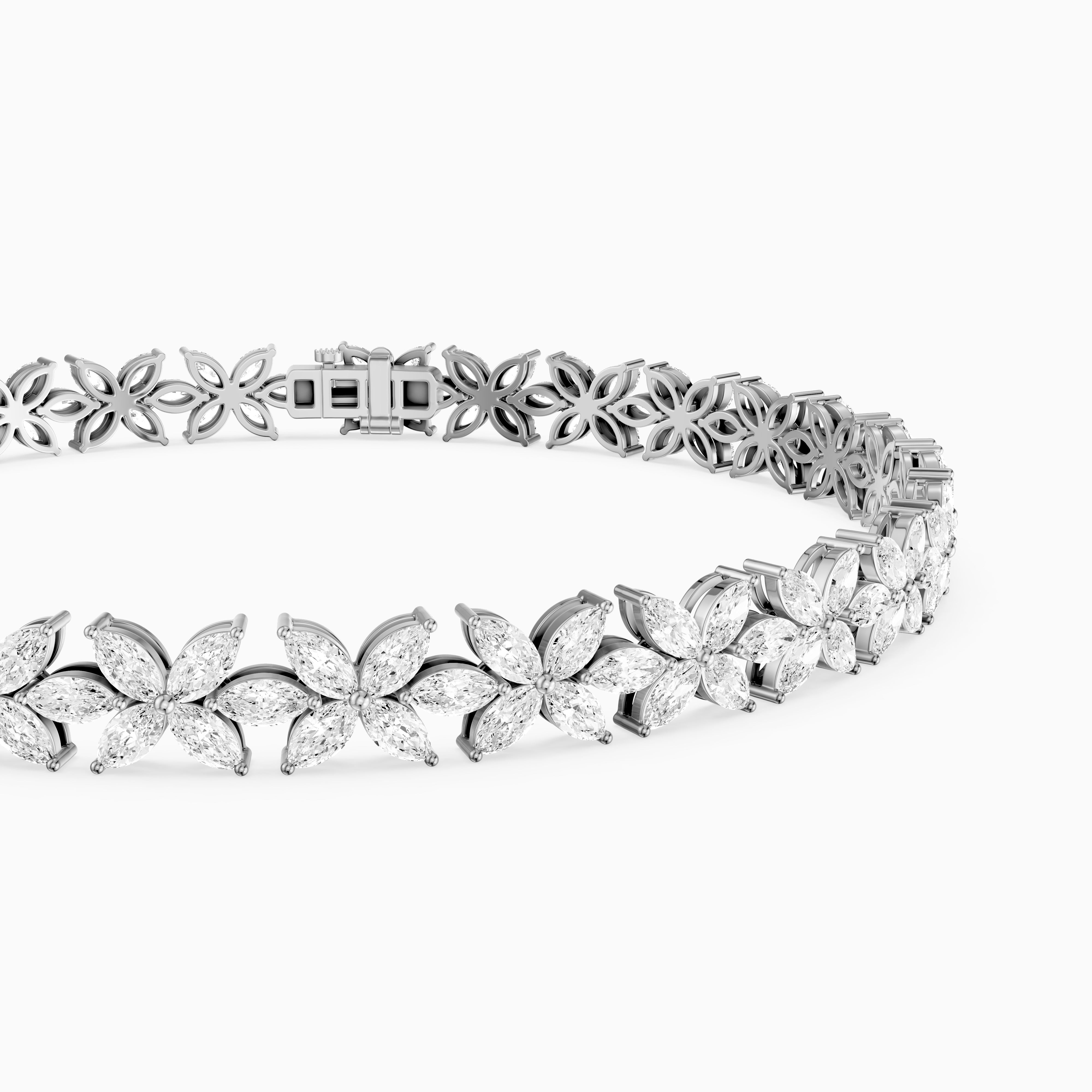 Corinne Marquise Lab Grown Diamond Floral Tennis Bracelet