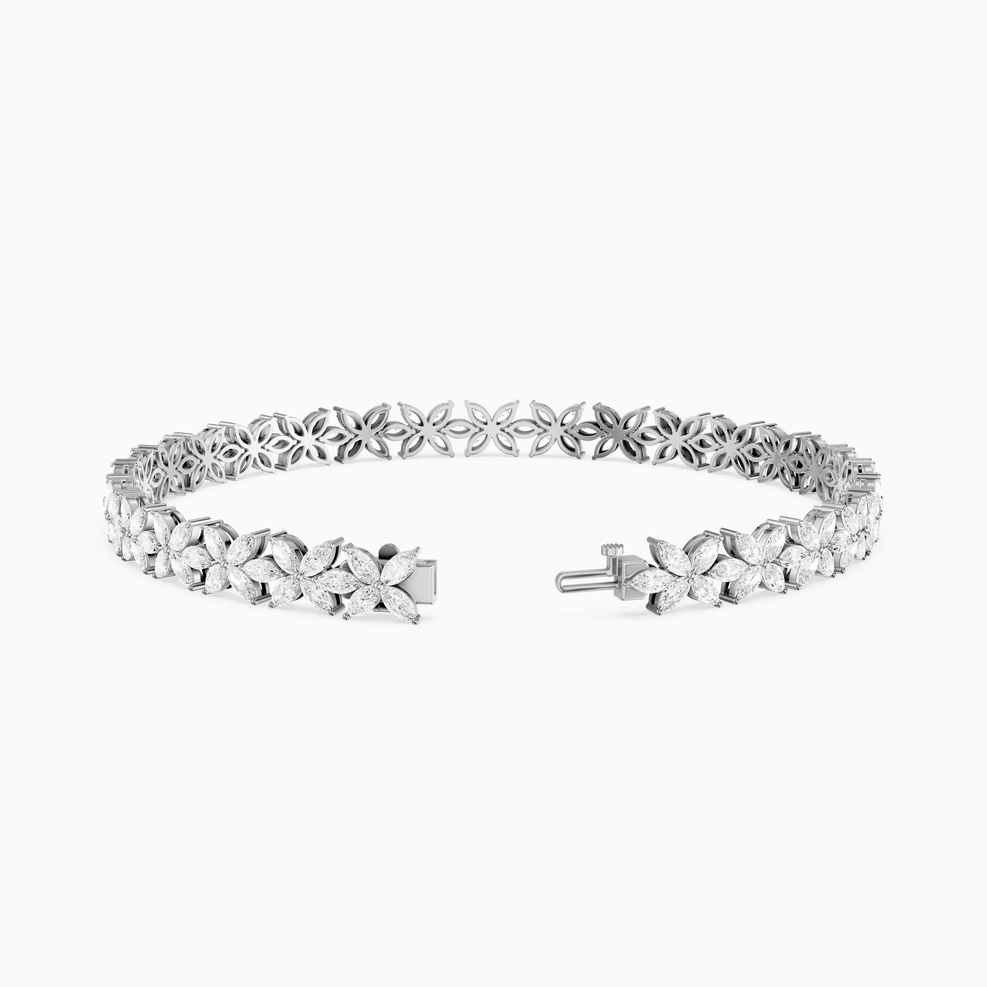 Corinne Marquise Lab Grown Diamond Floral Tennis Bracelet