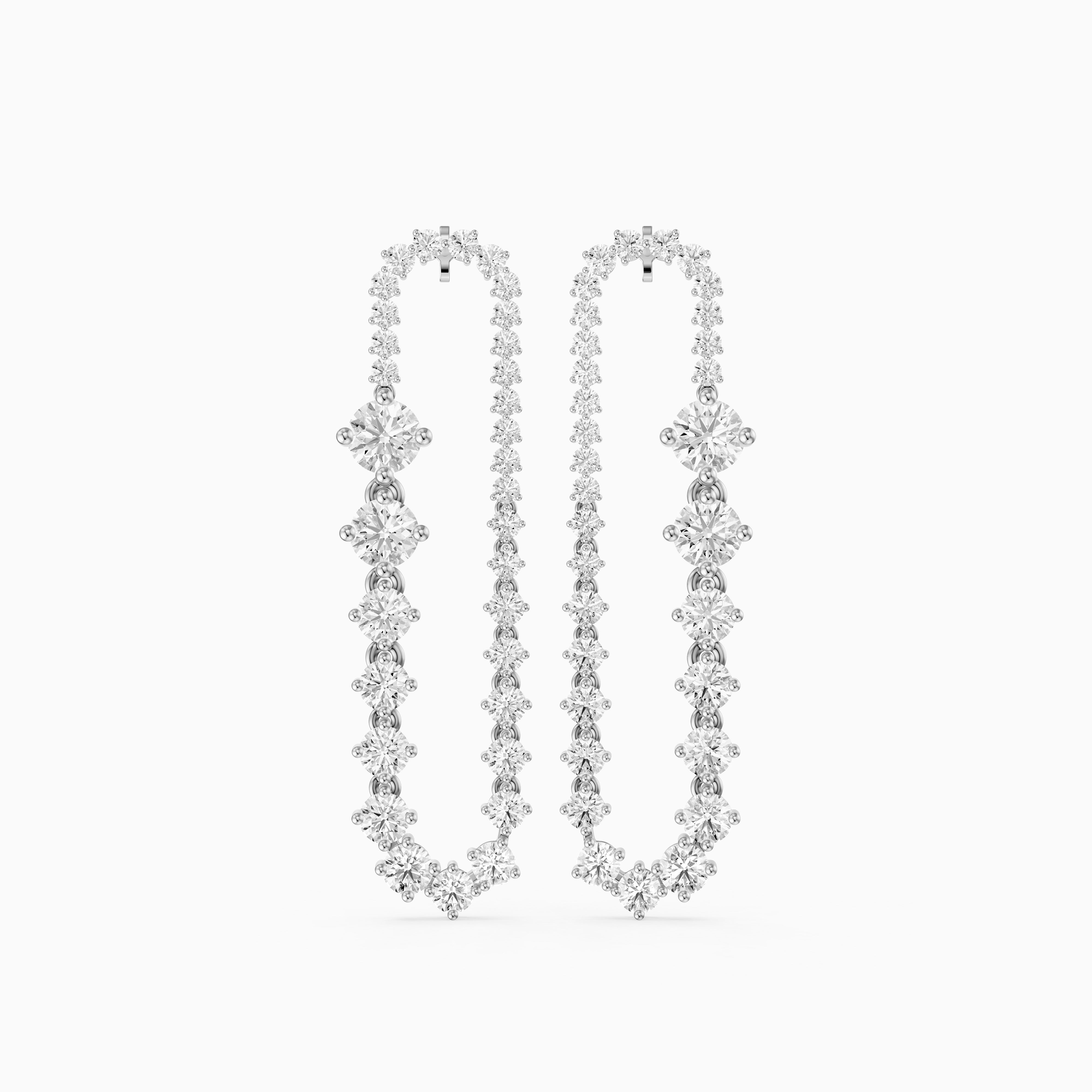 Reina Graduated Round Lab Grown Diamond Open Loop Drop Earrings