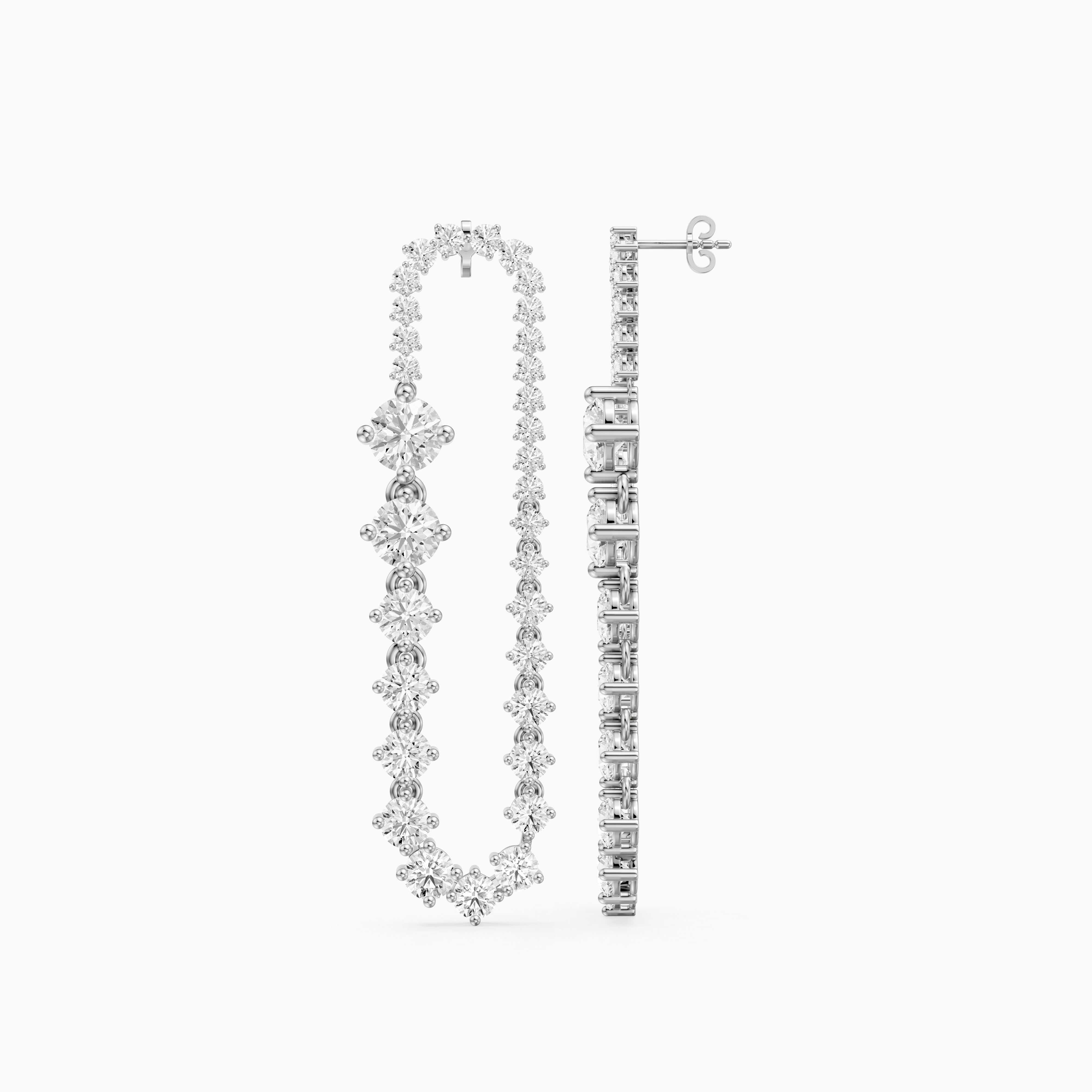 Reina Graduated Round Lab Grown Diamond Open Loop Drop Earrings