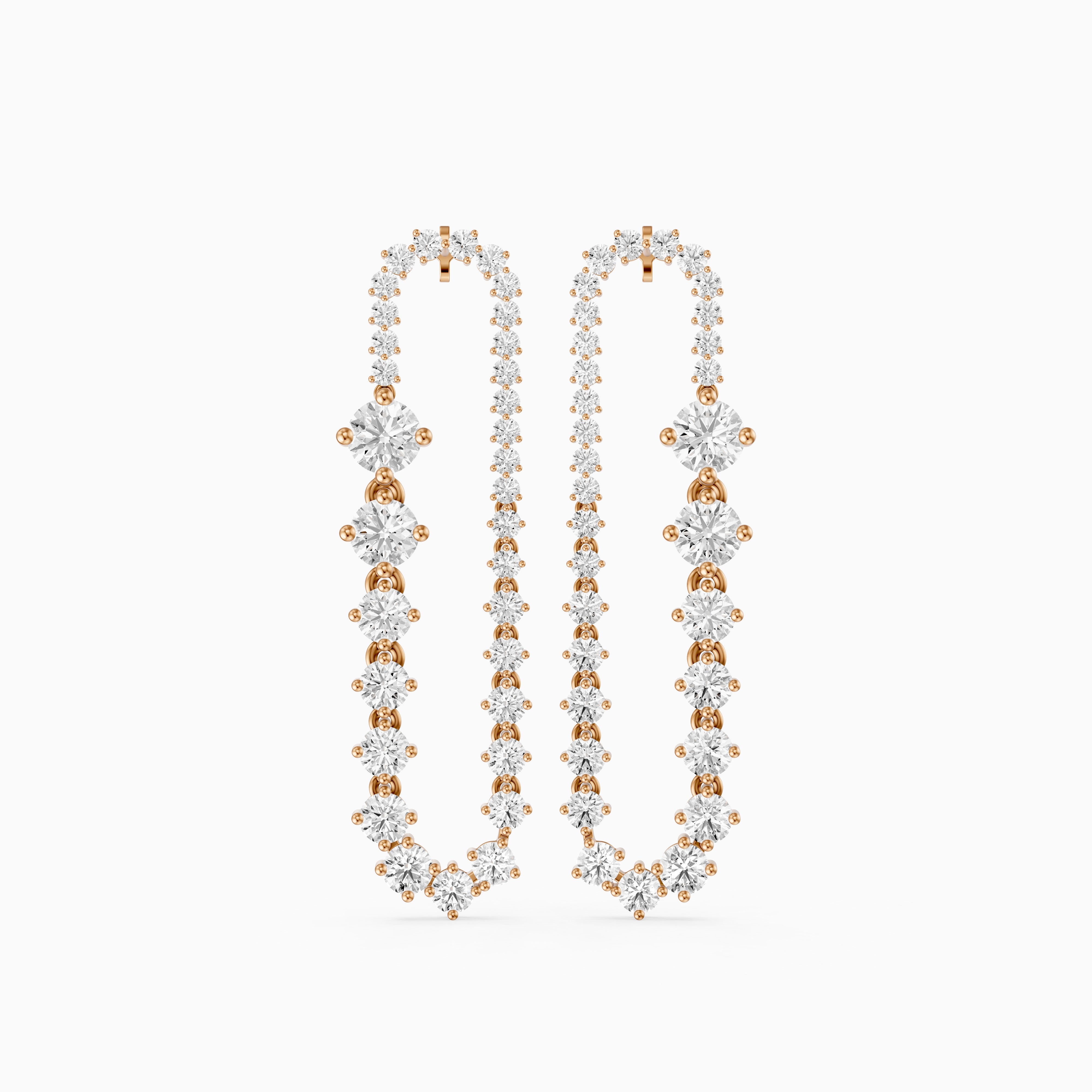 Reina Graduated Round Lab Grown Diamond Open Loop Drop Earrings