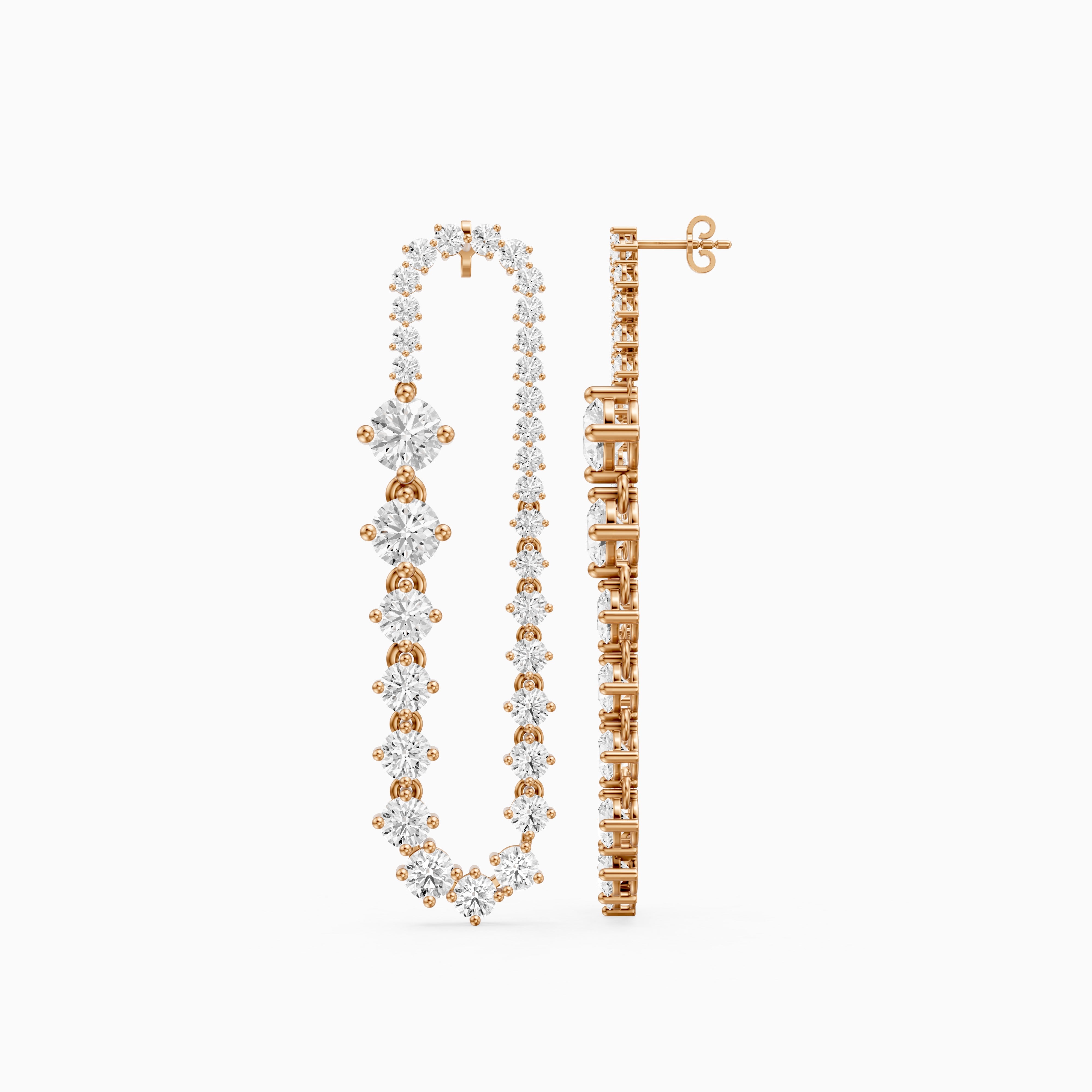 Reina Graduated Round Lab Grown Diamond Open Loop Drop Earrings