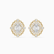 Evadne Oval and Round Lab Grown Diamond Double Halo Stud Earrings