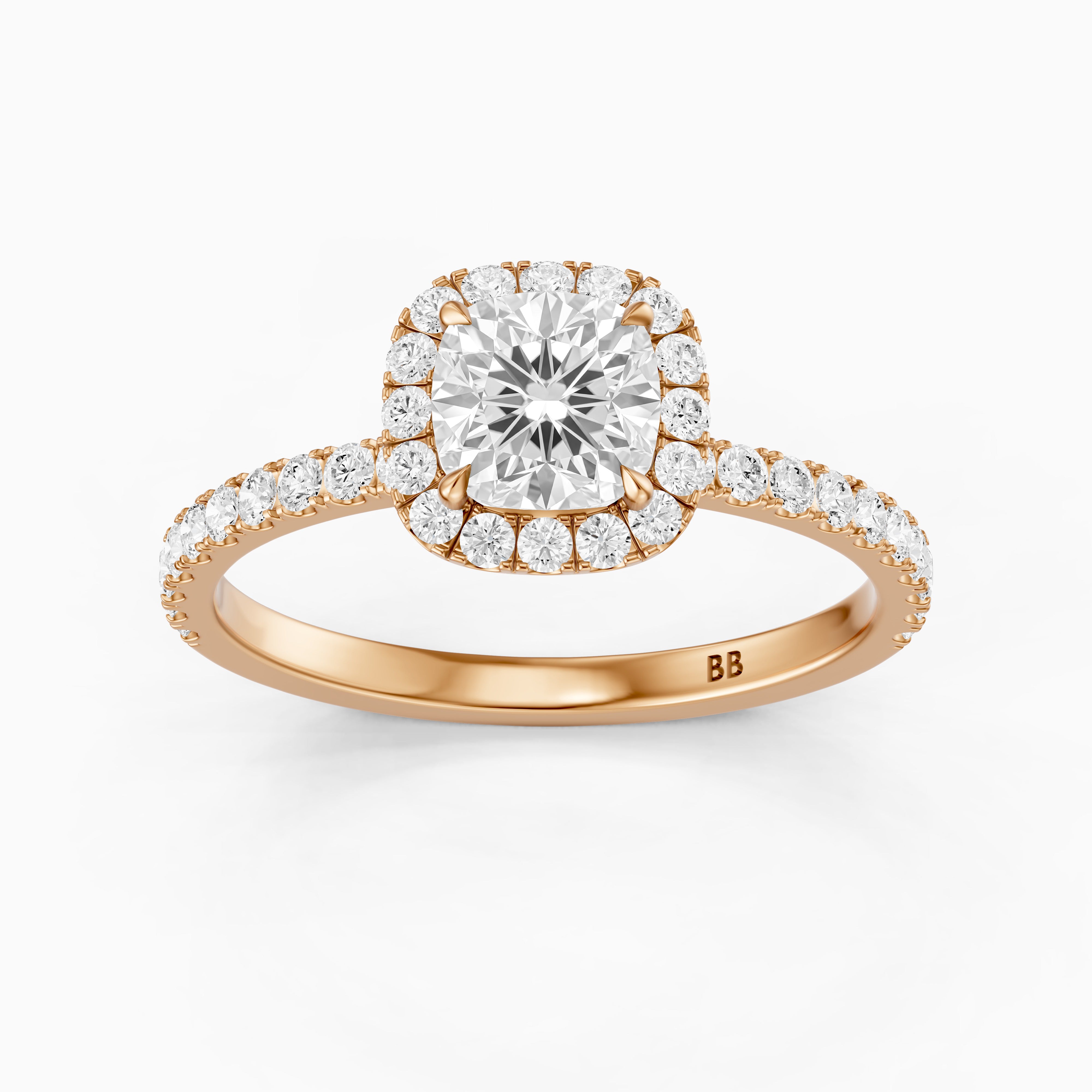 Chelsi Cushion Cut Halo Pave Lab Grown Diamond Ring