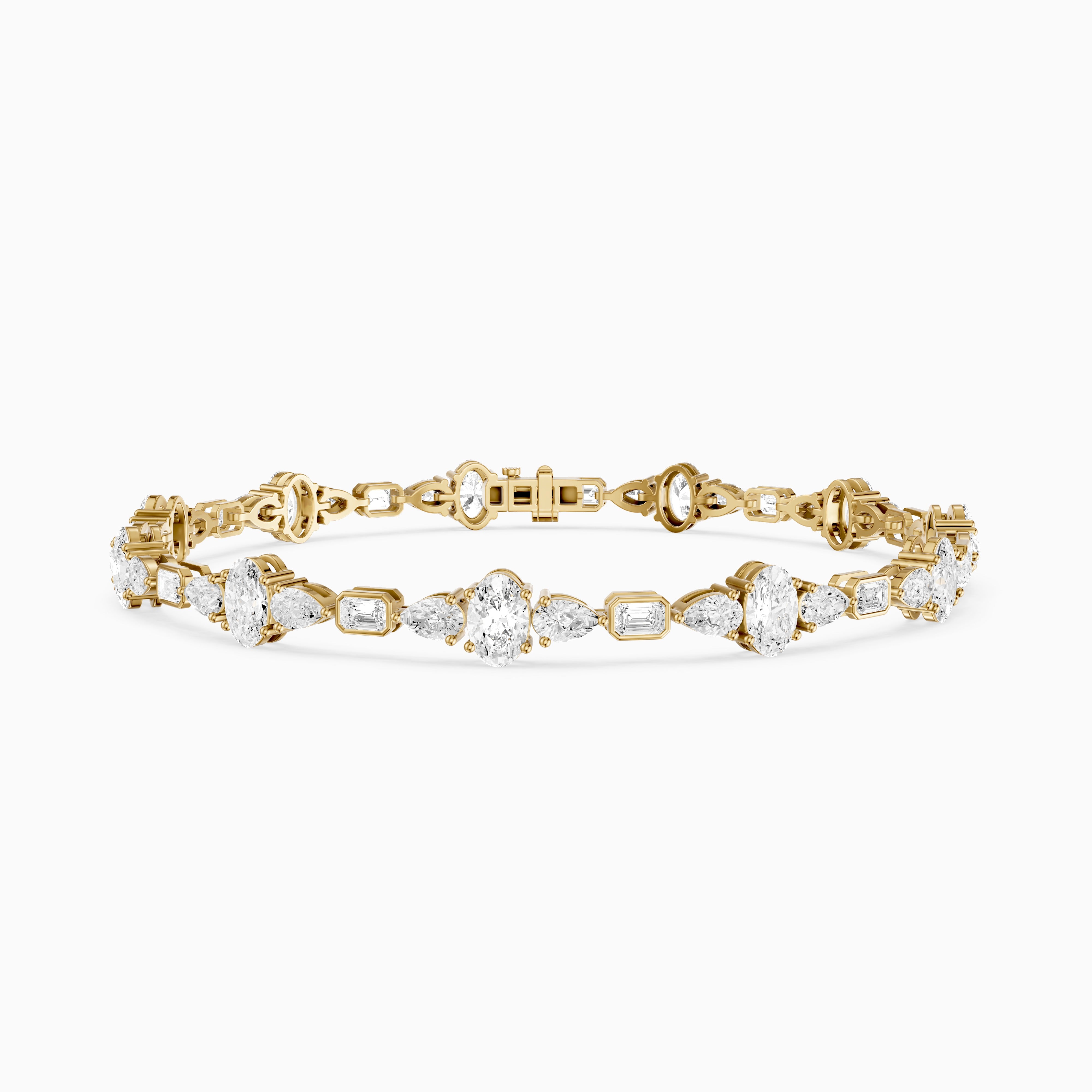 Remy Pear Oval with Bezeled Emerald Cut Lab Grown Diamond Tennis Bracelet