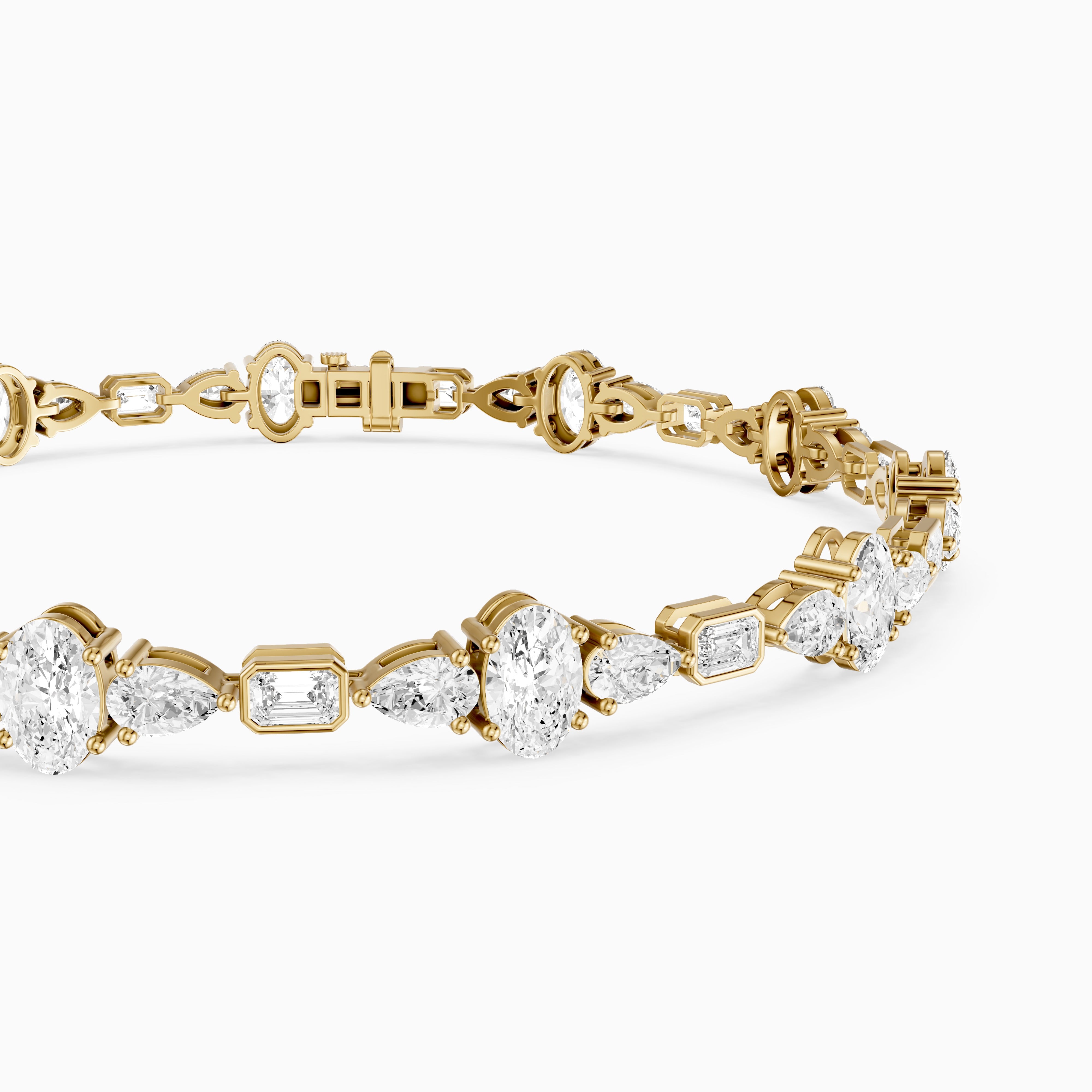 Remy Pear Oval with Bezeled Emerald Cut Lab Grown Diamond Tennis Bracelet