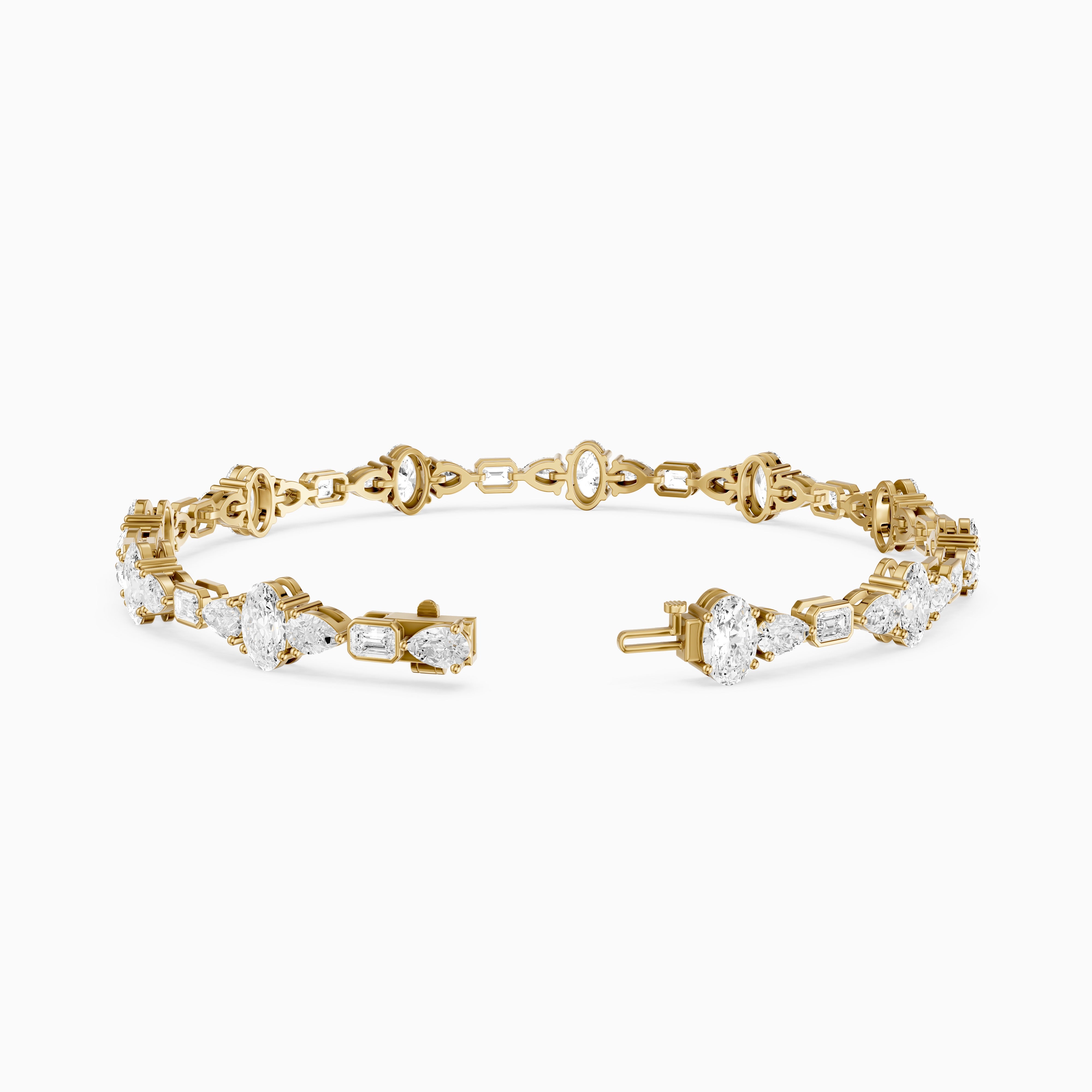 Remy Pear Oval with Bezeled Emerald Cut Lab Grown Diamond Tennis Bracelet
