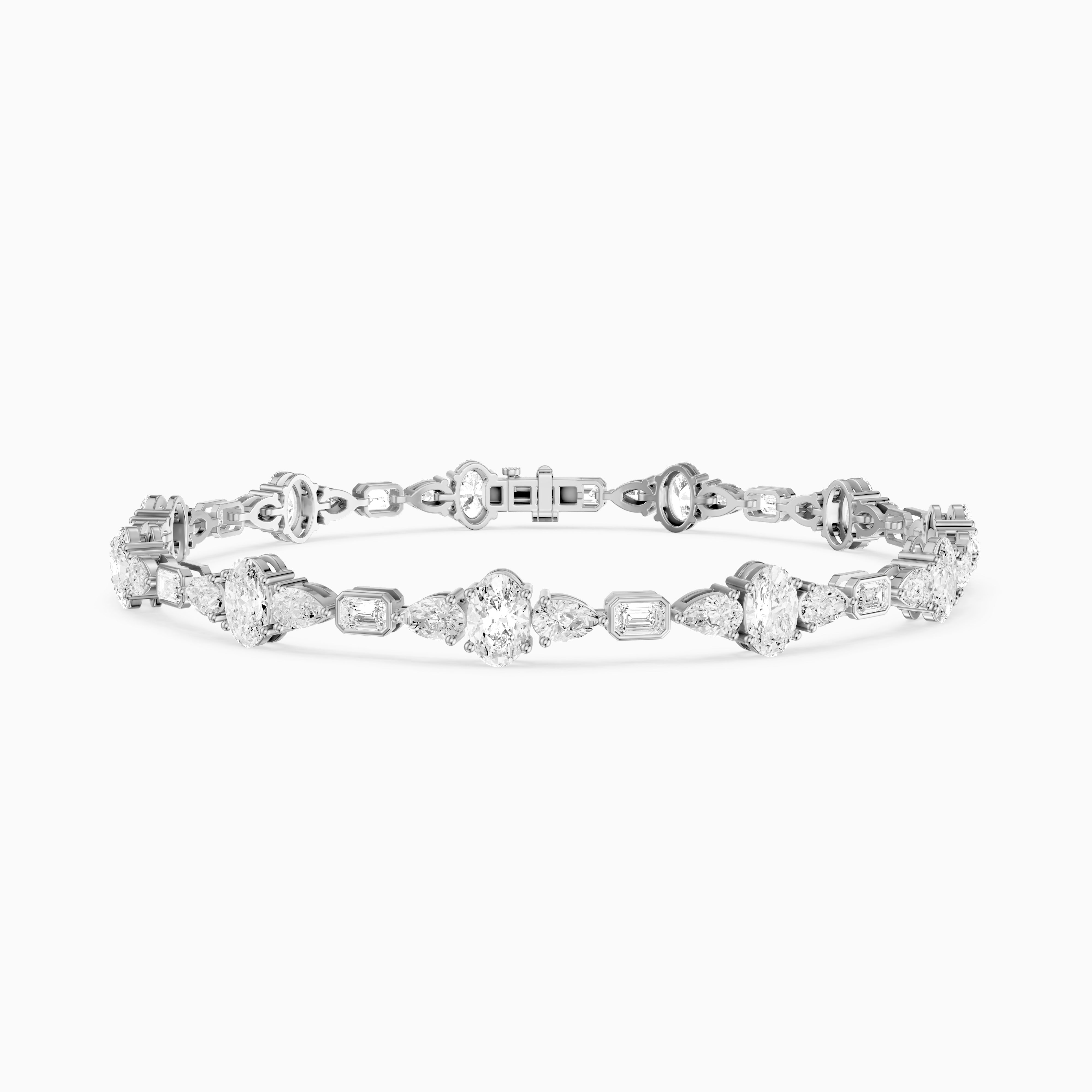Remy Pear Oval with Bezeled Emerald Cut Lab Grown Diamond Tennis Bracelet