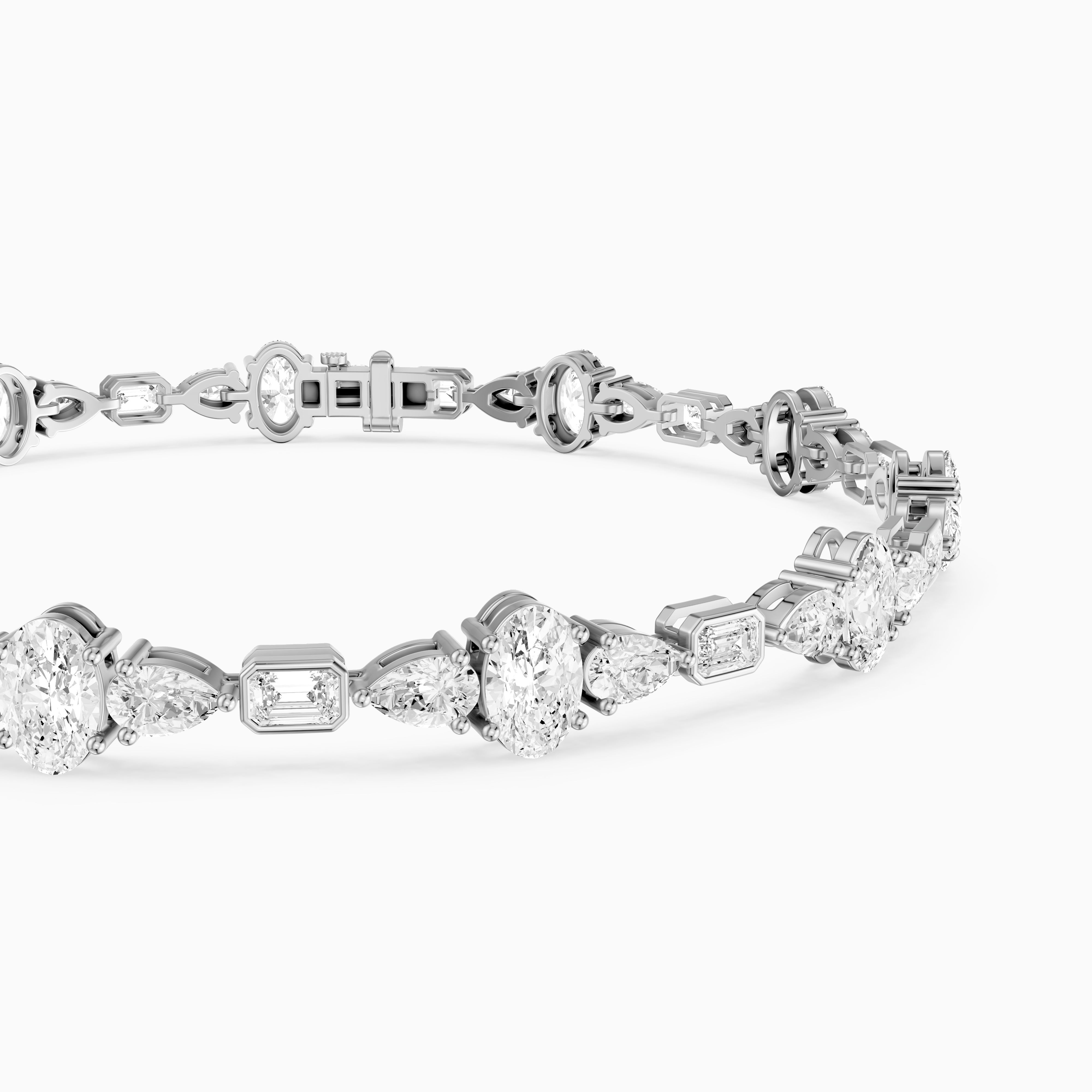 Remy Pear Oval with Bezeled Emerald Cut Lab Grown Diamond Tennis Bracelet