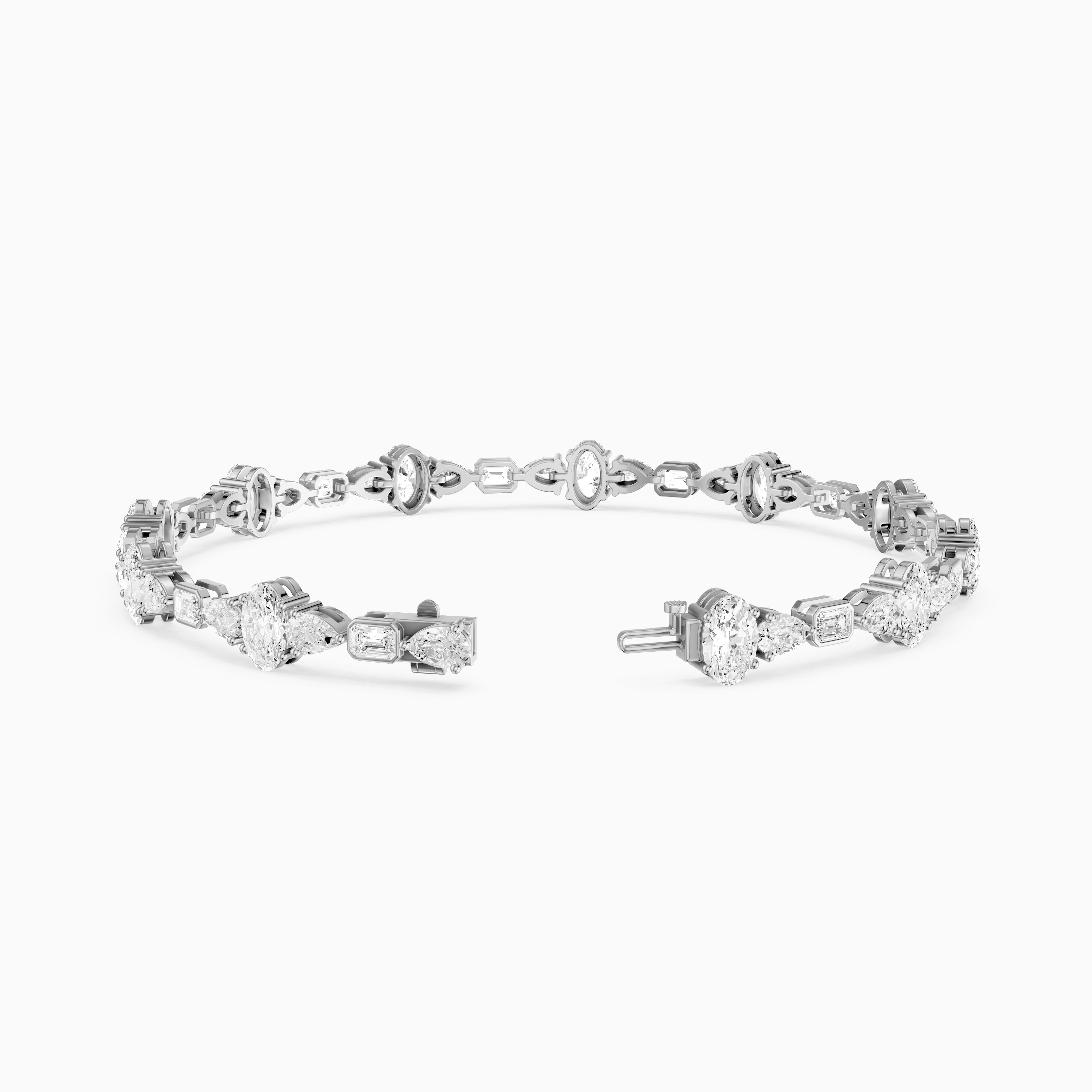 Remy Pear Oval with Bezeled Emerald Cut Lab Grown Diamond Tennis Bracelet