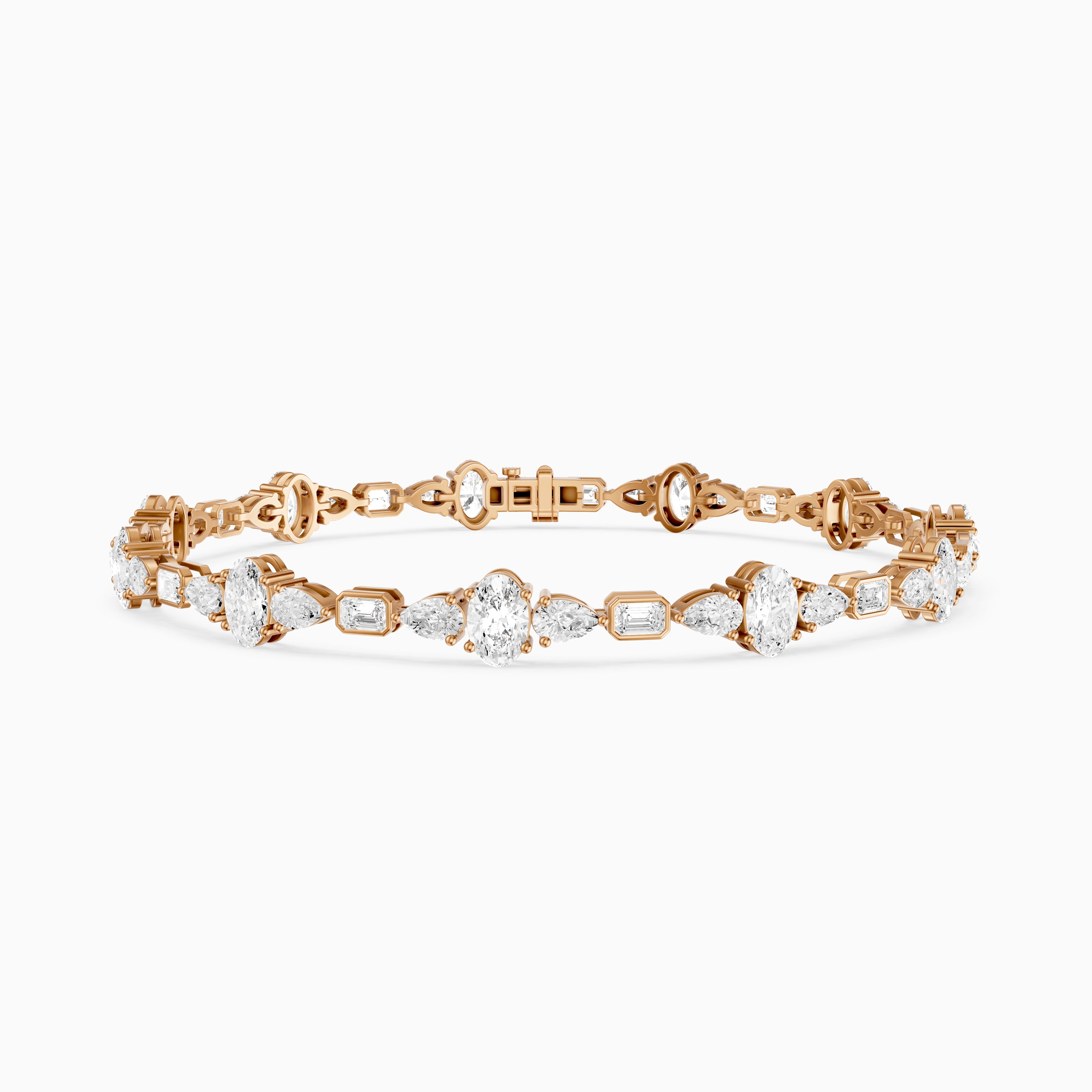 Remy Pear Oval with Bezeled Emerald Cut Lab Grown Diamond Tennis Bracelet