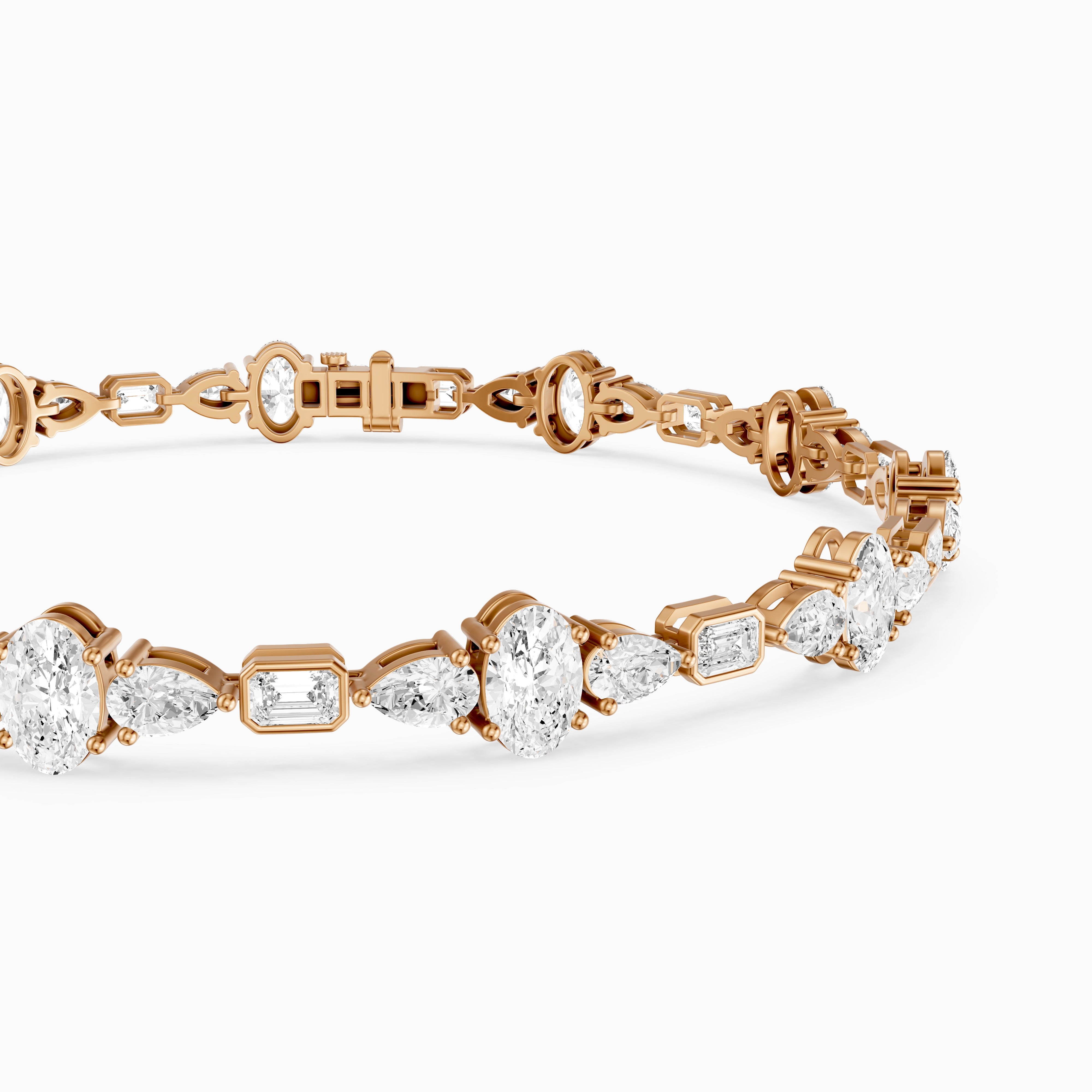 Remy Pear Oval with Bezeled Emerald Cut Lab Grown Diamond Tennis Bracelet