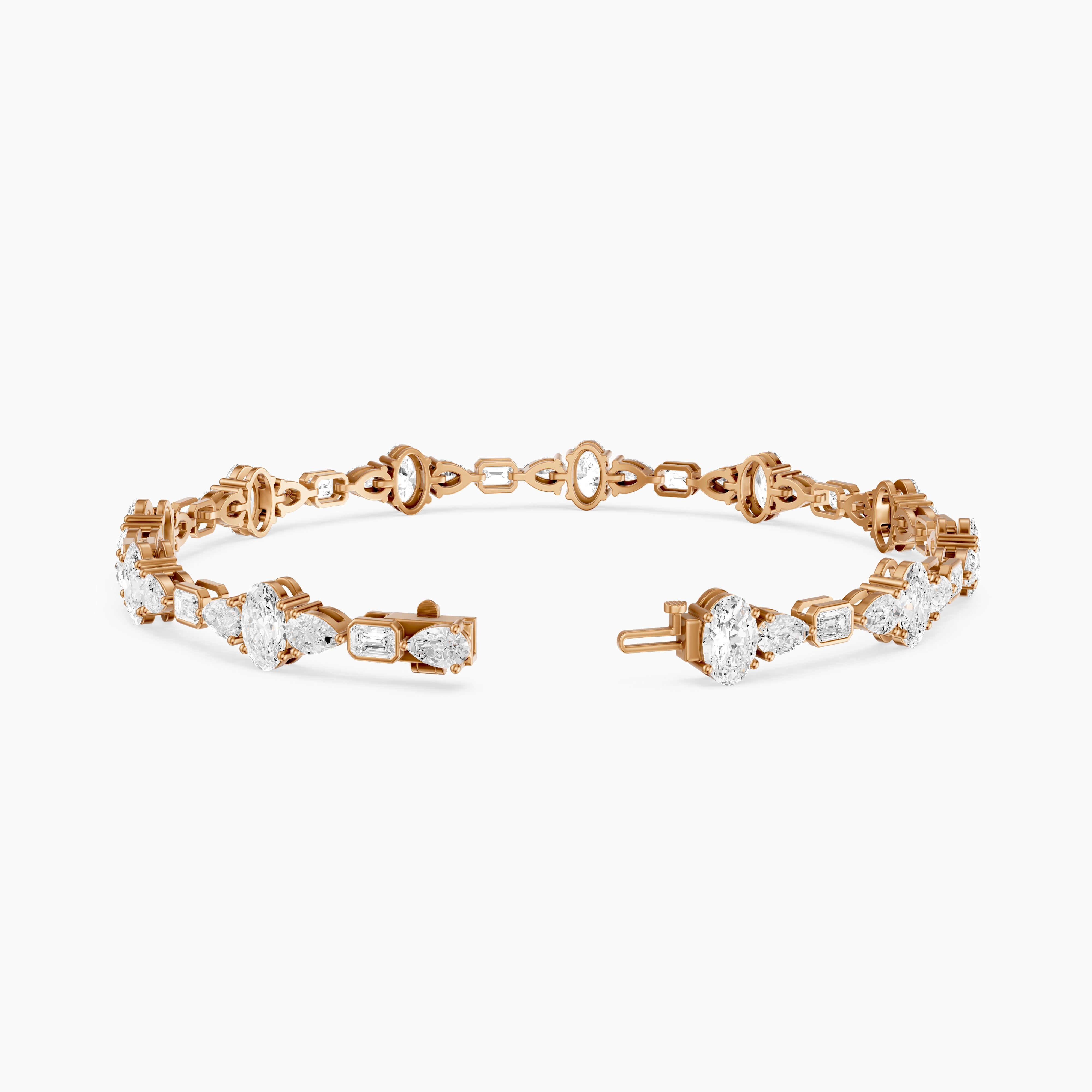 Remy Pear Oval with Bezeled Emerald Cut Lab Grown Diamond Tennis Bracelet