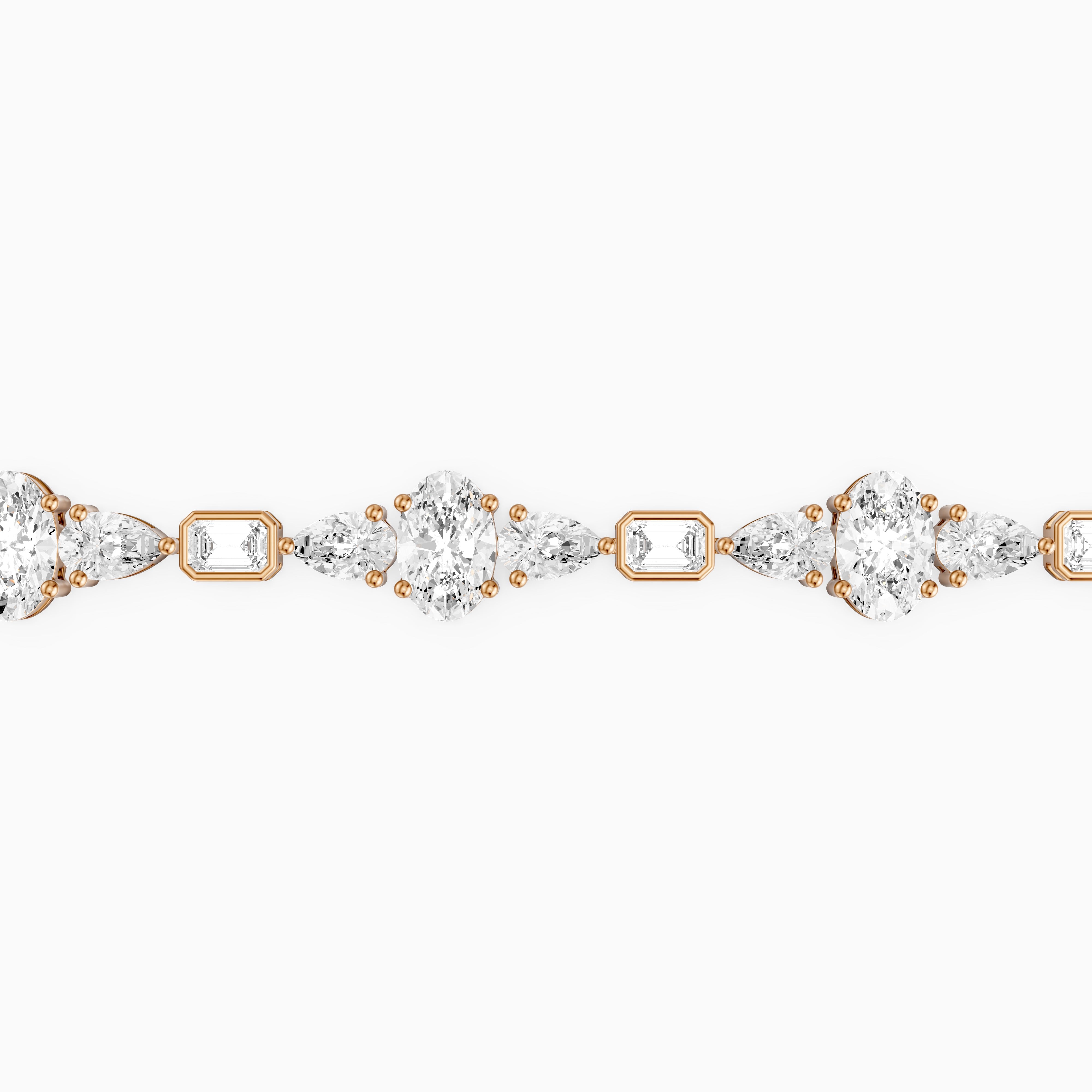 Remy Pear Oval with Bezeled Emerald Cut Lab Grown Diamond Tennis Bracelet