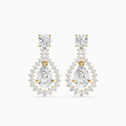 Wendy Pear and Round Lab Grown Diamond Halo Drop Earrings