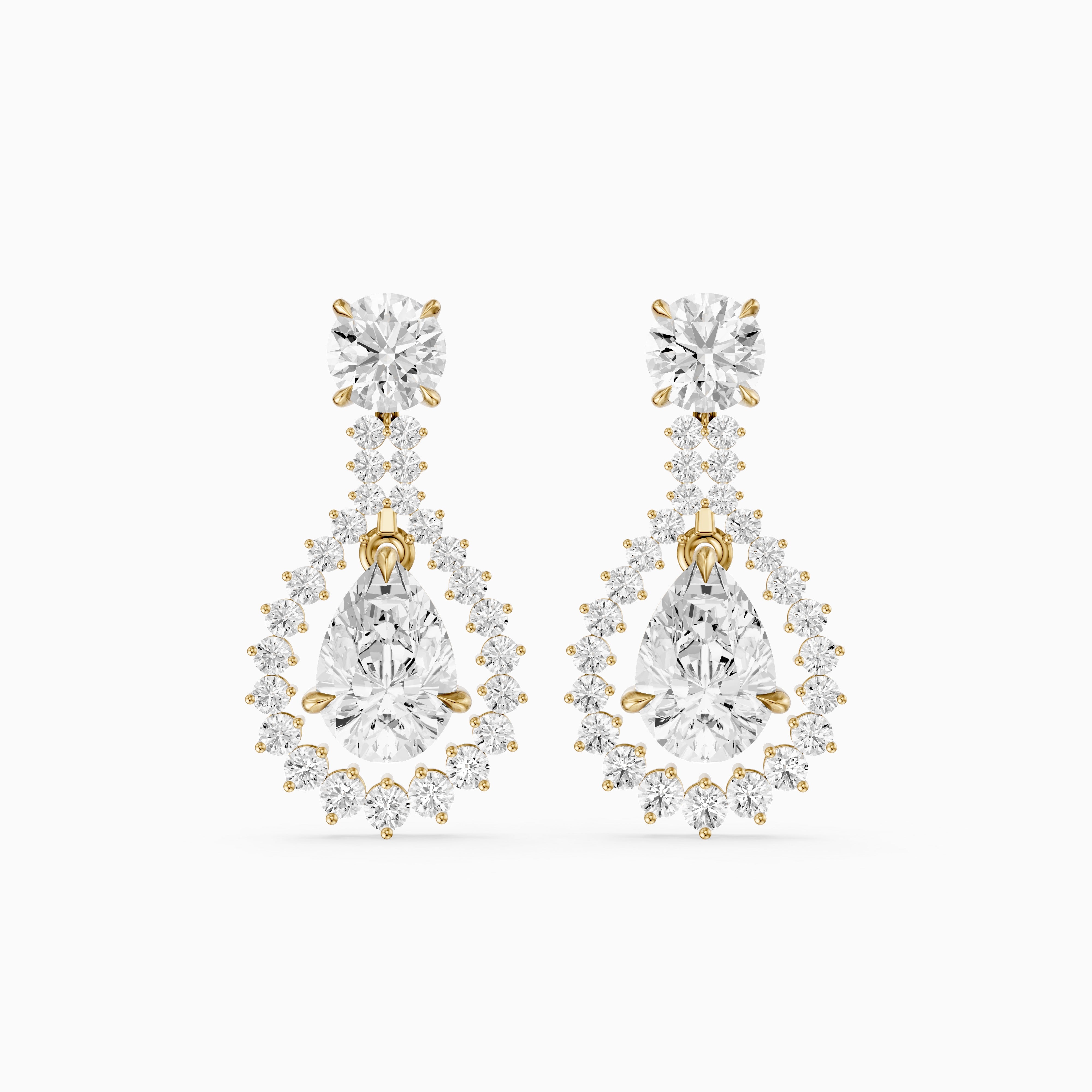 Wendy Pear and Round Lab Grown Diamond Halo Drop Earrings