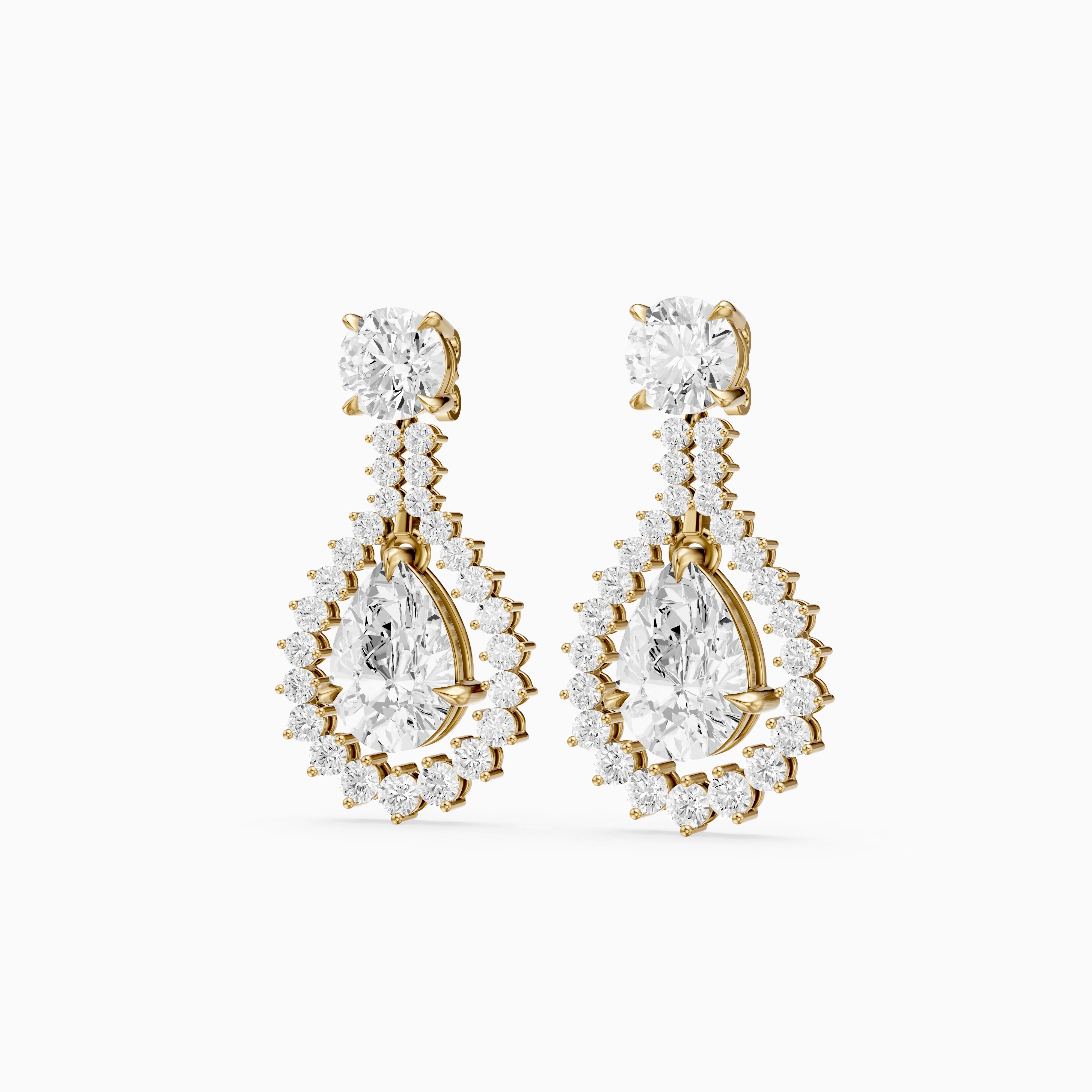 Wendy Pear and Round Lab Grown Diamond Halo Drop Earrings