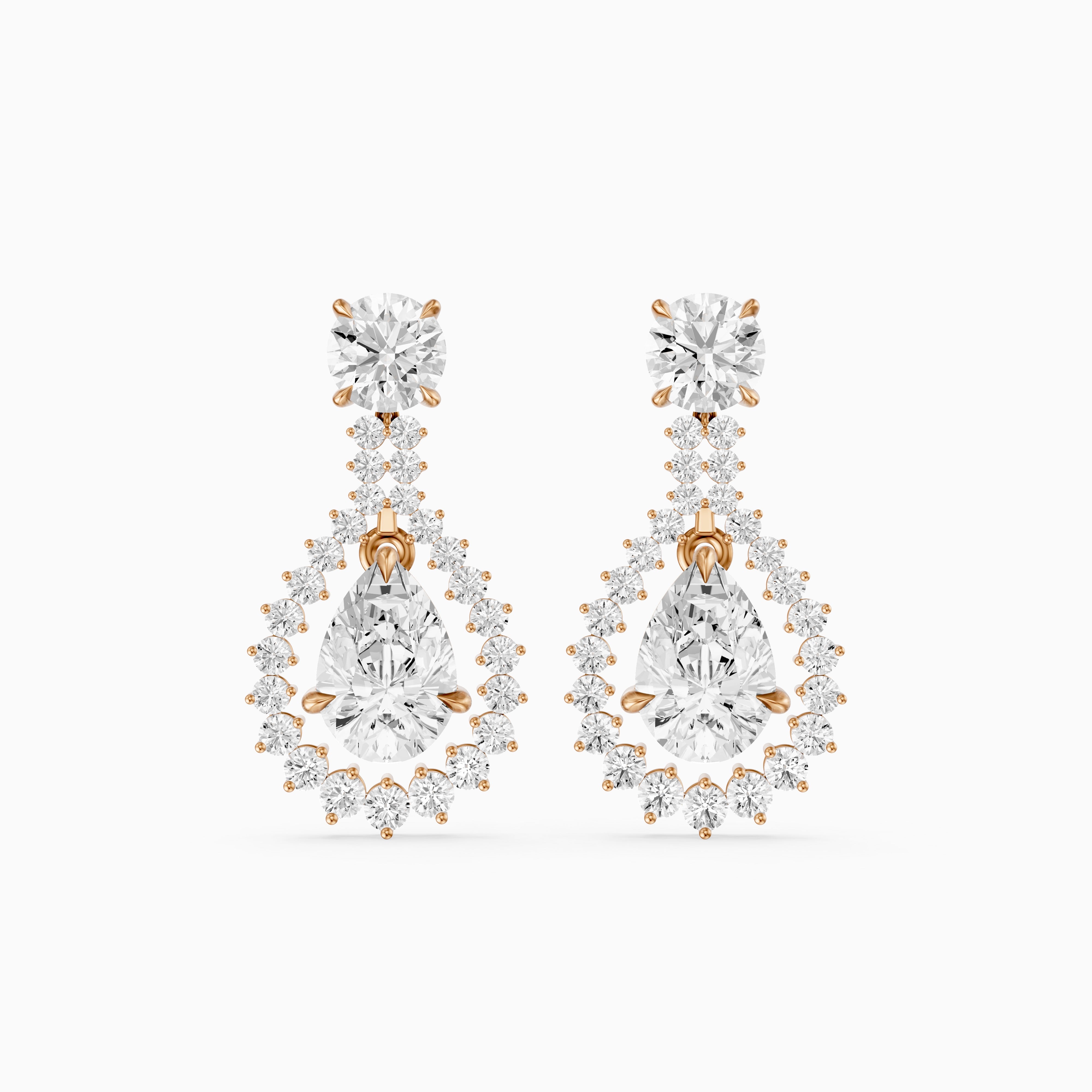 Wendy Pear and Round Lab Grown Diamond Halo Drop Earrings
