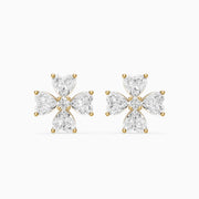 Galatea Heart Cut Lab Grown Diamond Floral Bloom Stud Earrings