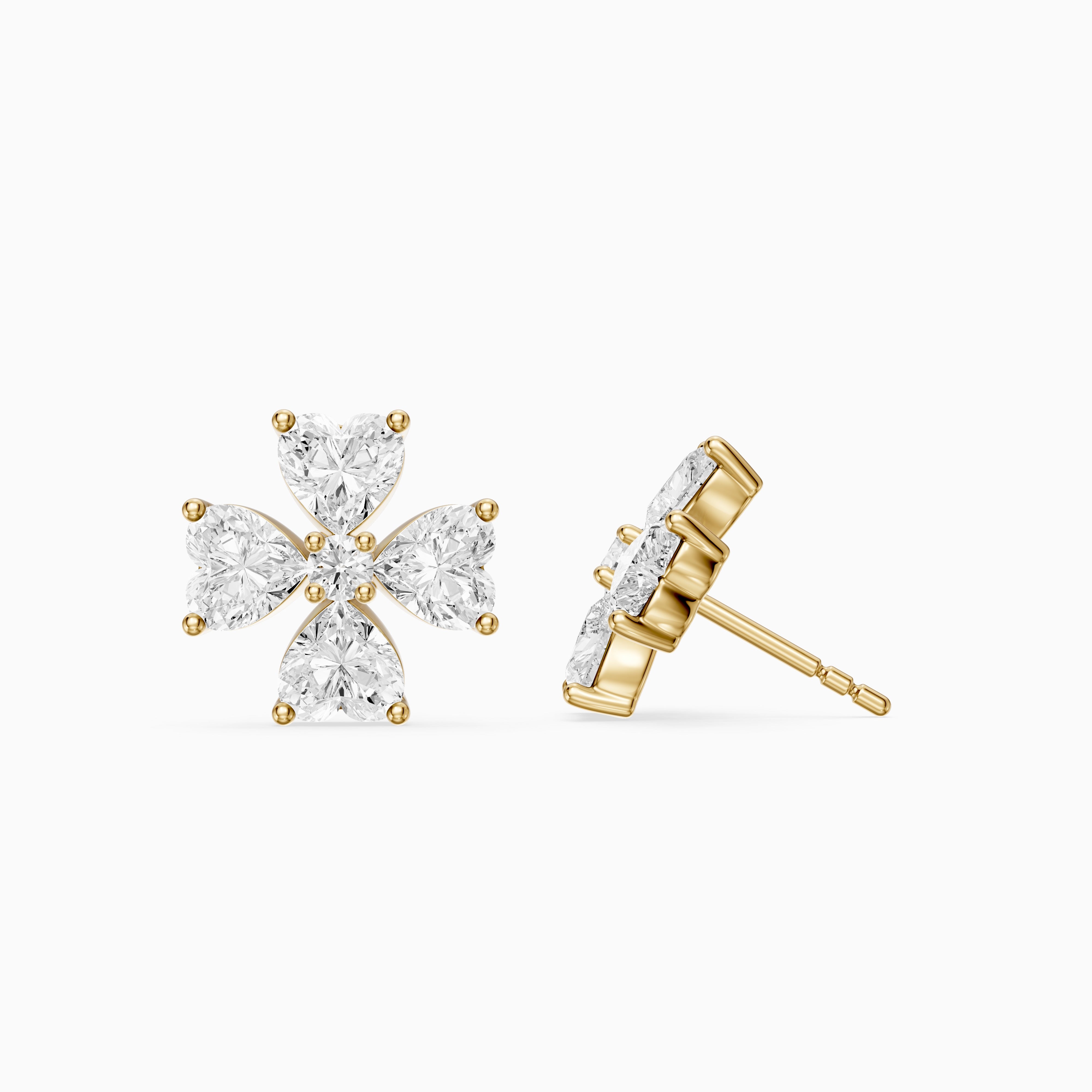 Galatea Heart Cut Lab Grown Diamond Floral Bloom Stud Earrings