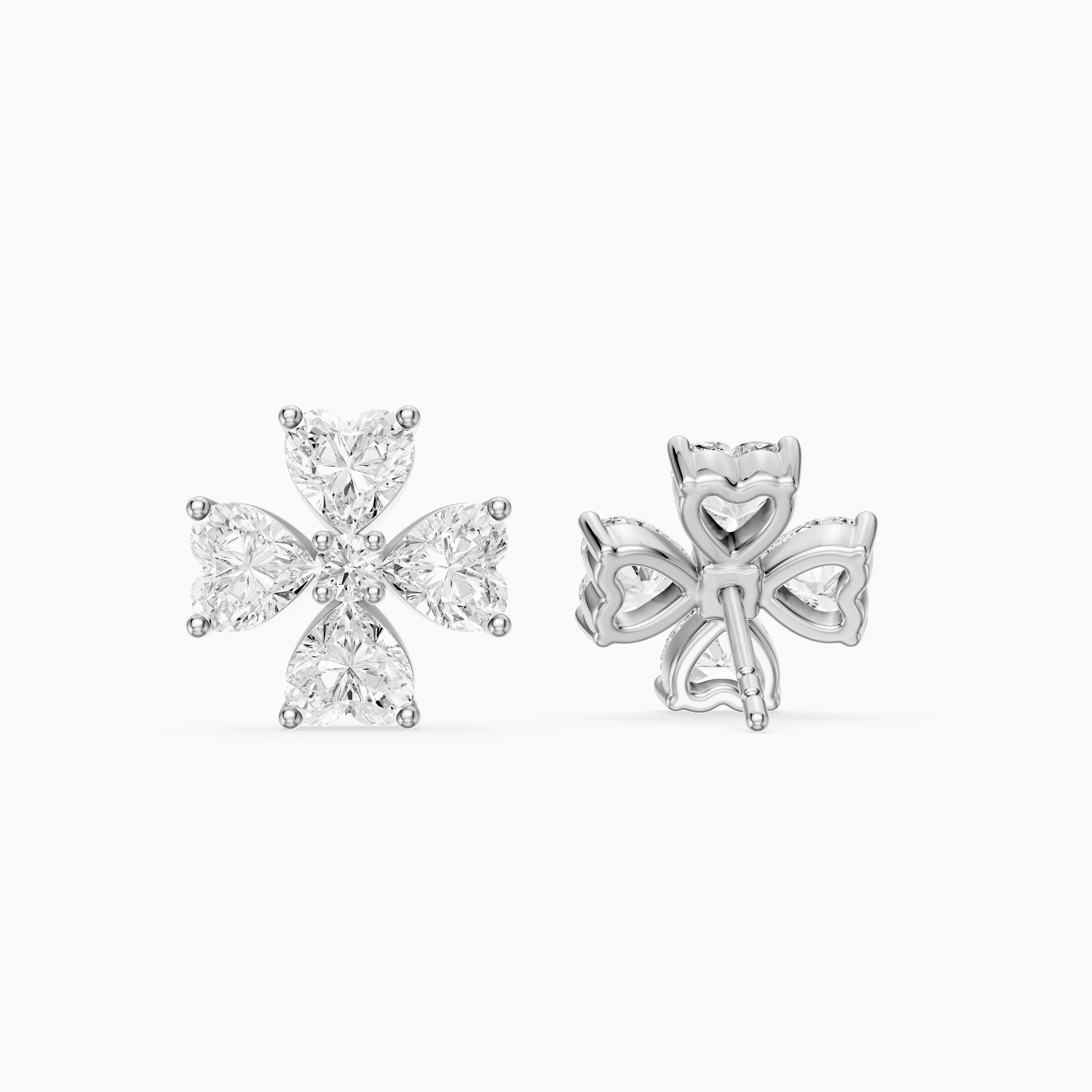 Galatea Heart Cut Lab Grown Diamond Floral Bloom Stud Earrings