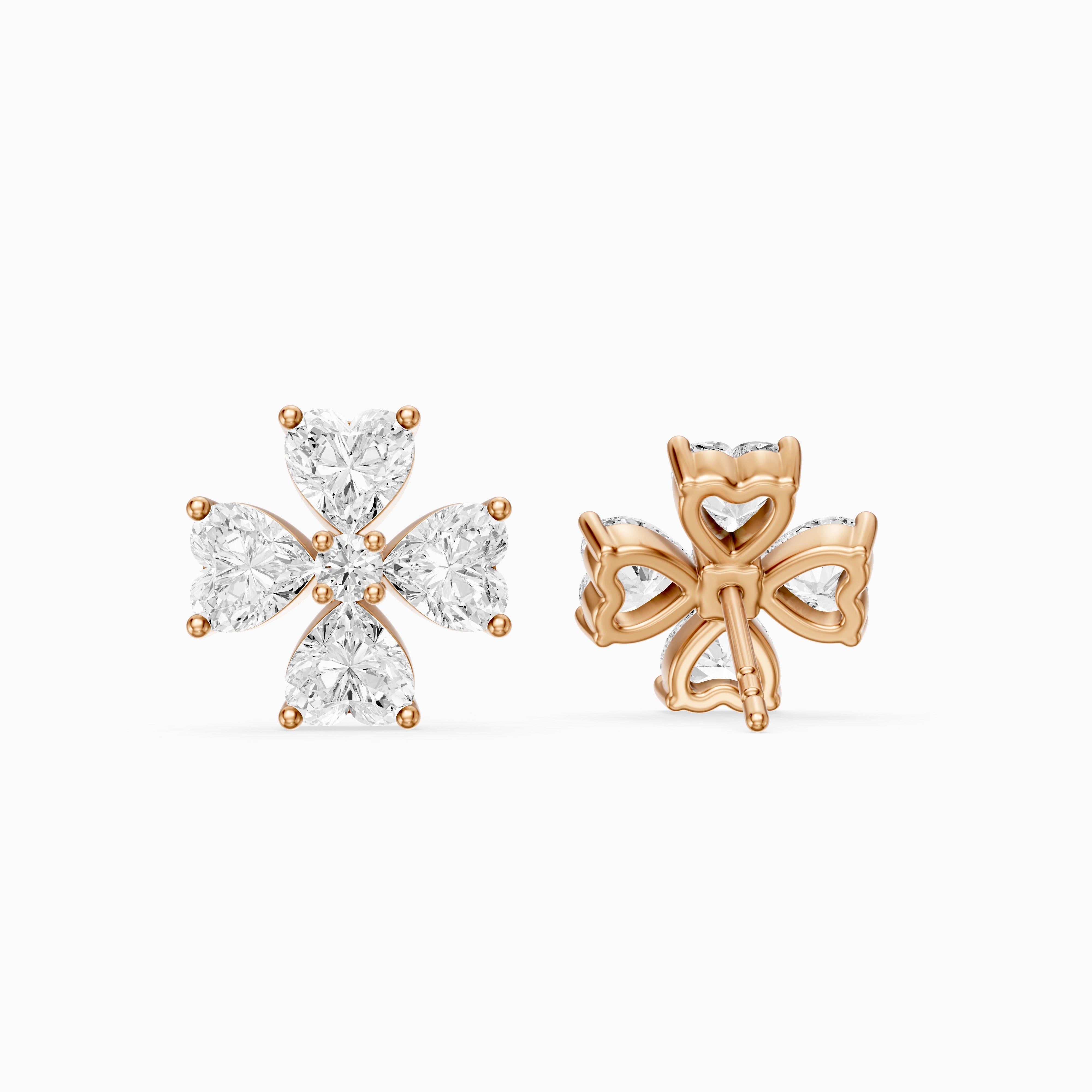 Galatea Heart Cut Lab Grown Diamond Floral Bloom Stud Earrings