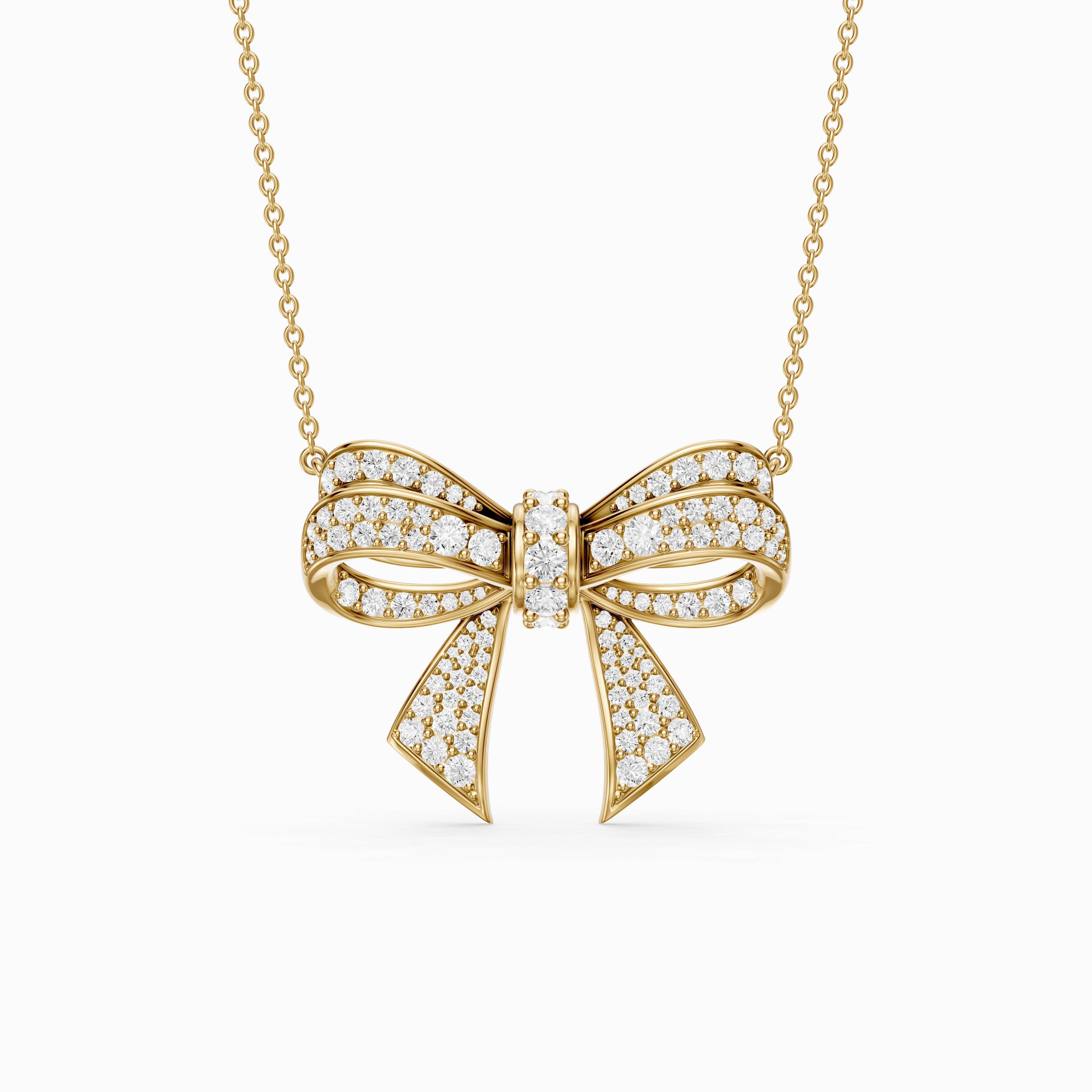 Kimberly Round Lab Grown Diamond Bow Pendant