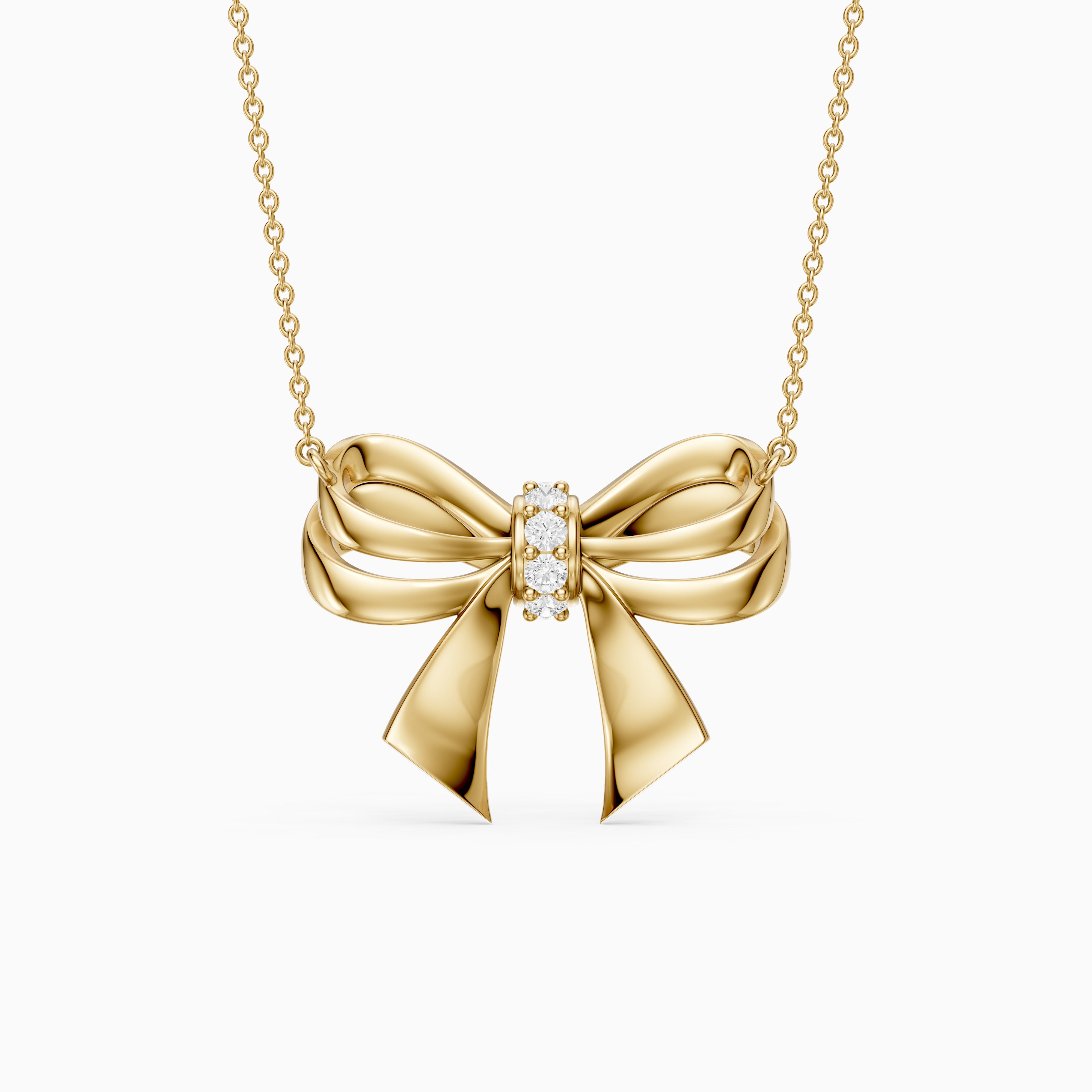 Kimberly Round Lab Grown Diamond Bow Pendant