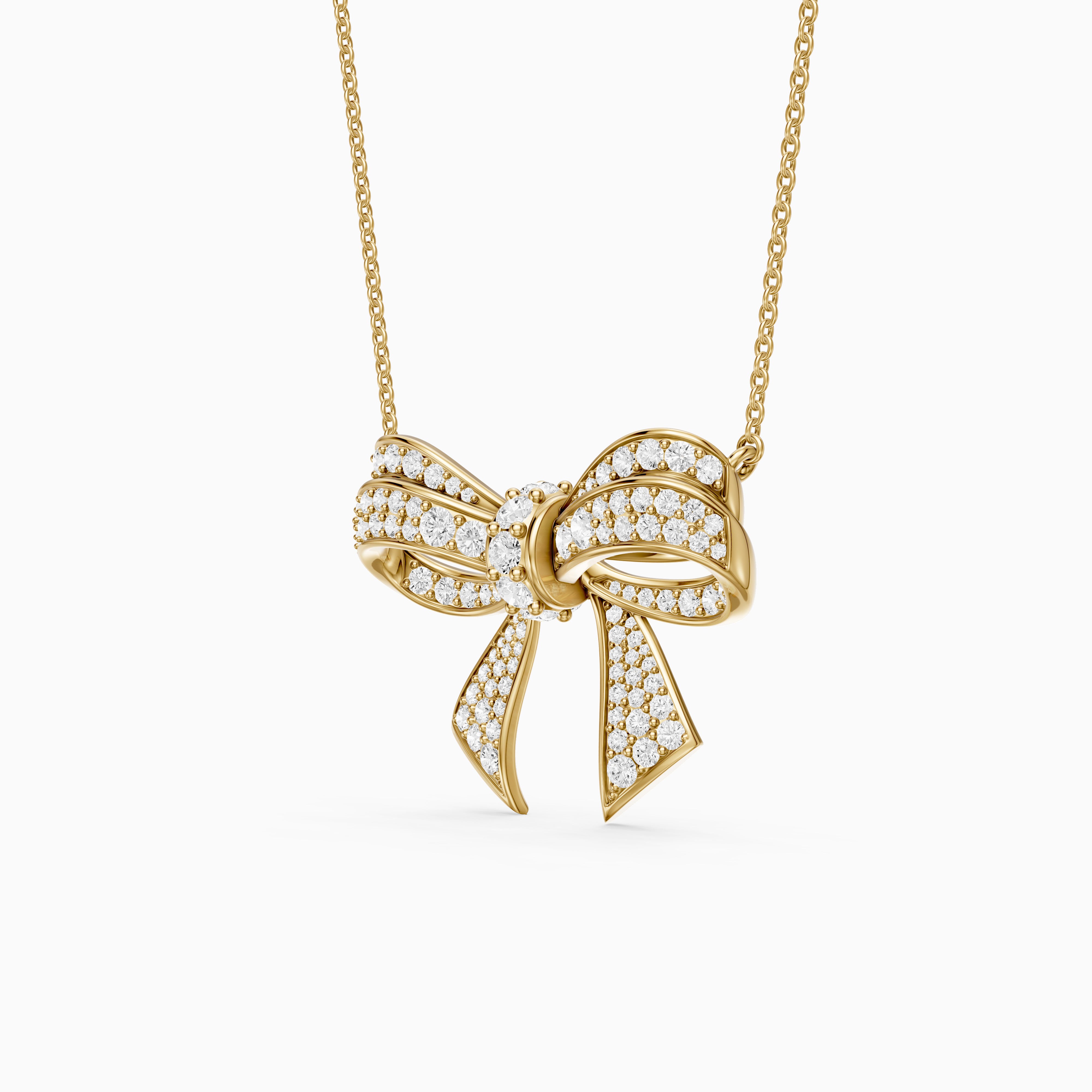 Kimberly Round Lab Grown Diamond Bow Pendant