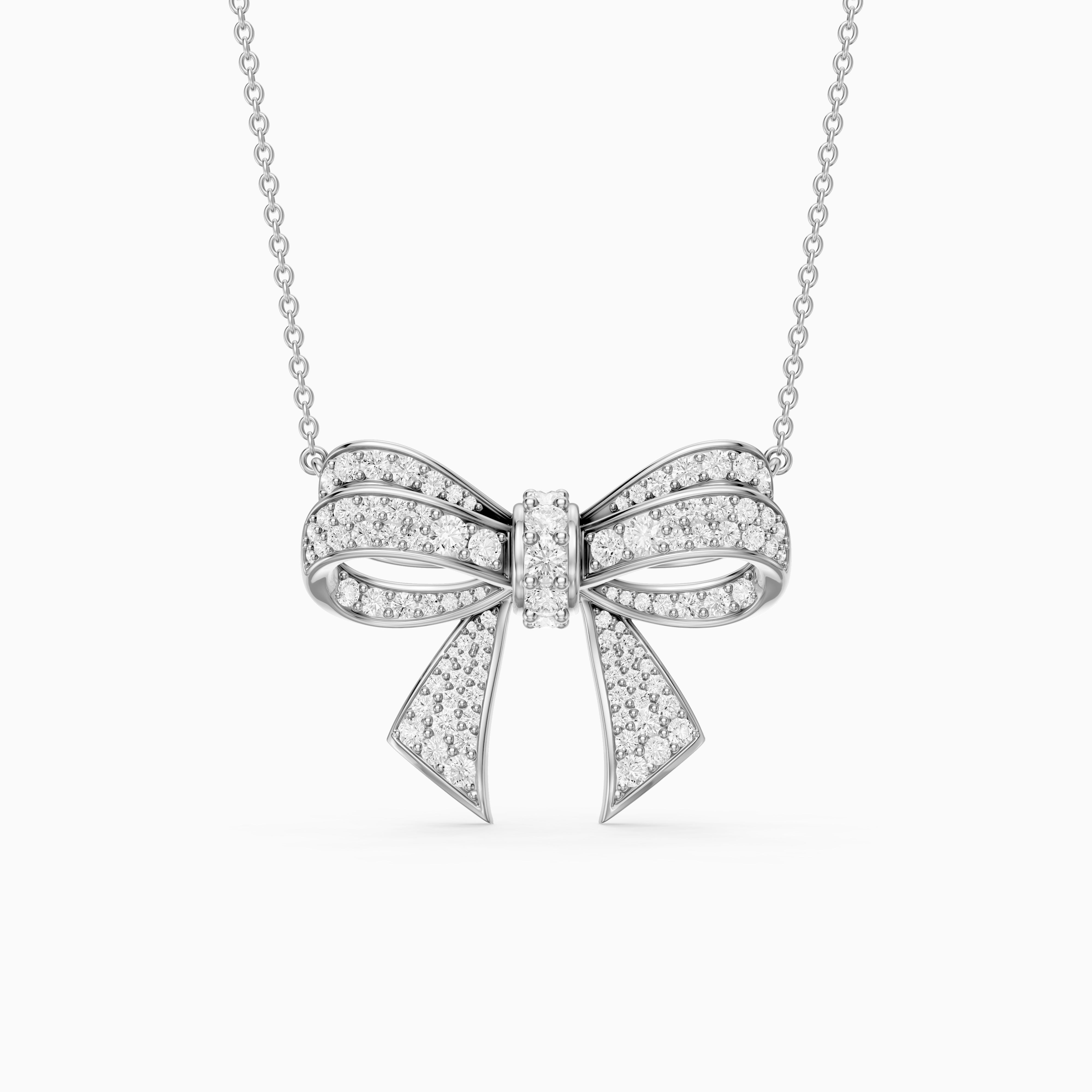 Kimberly Round Lab Grown Diamond Bow Pendant