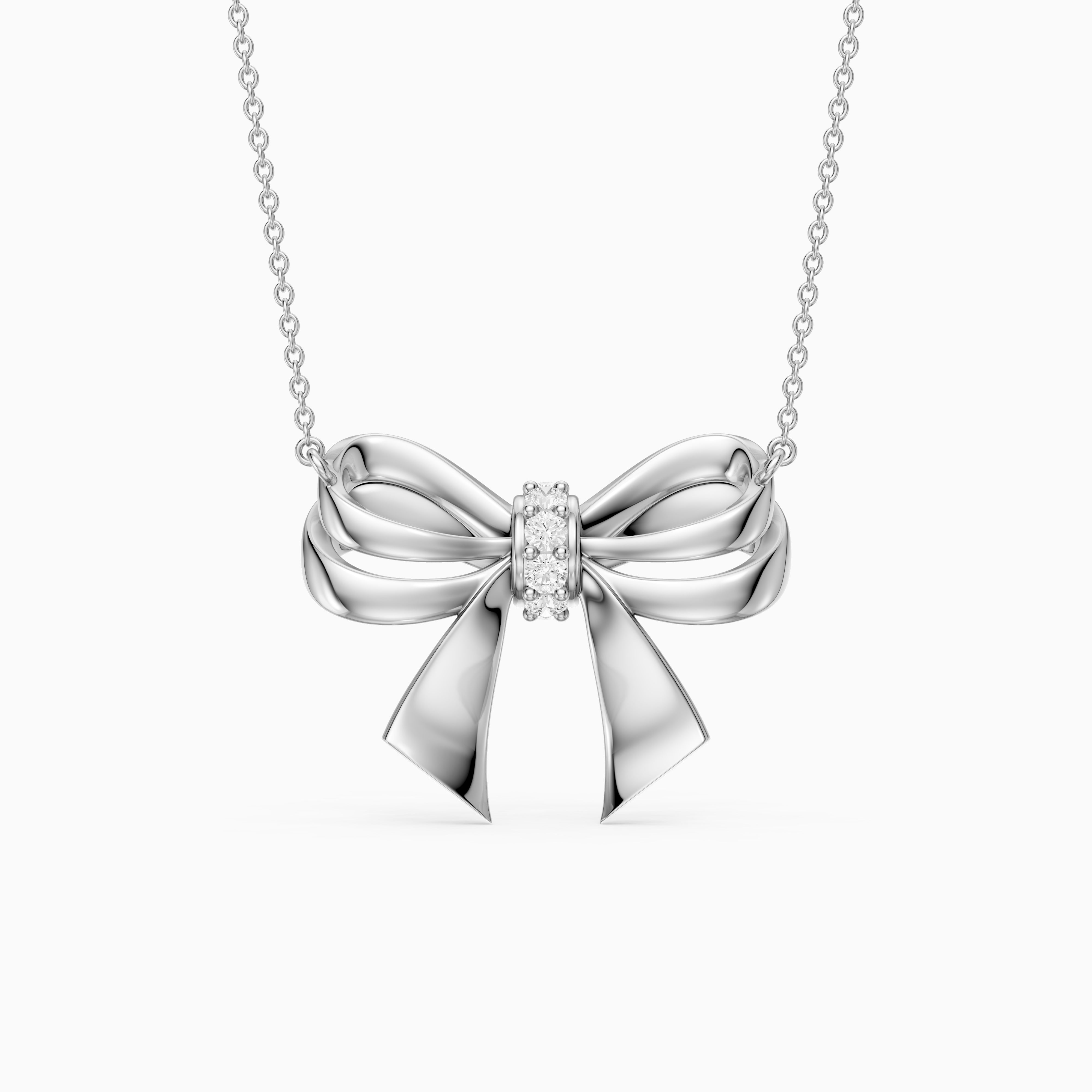 Kimberly Round Lab Grown Diamond Bow Pendant