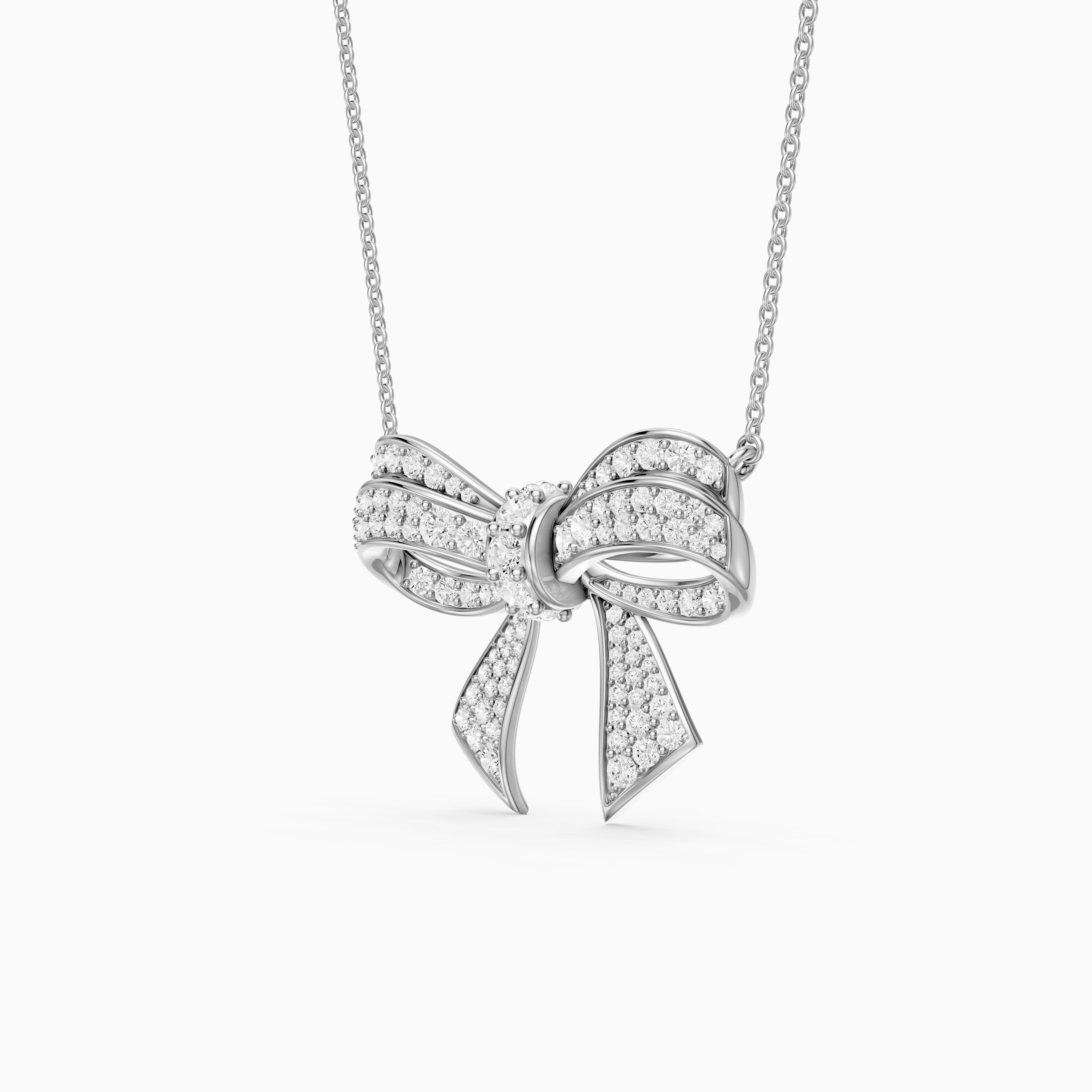 Kimberly Round Lab Grown Diamond Bow Pendant