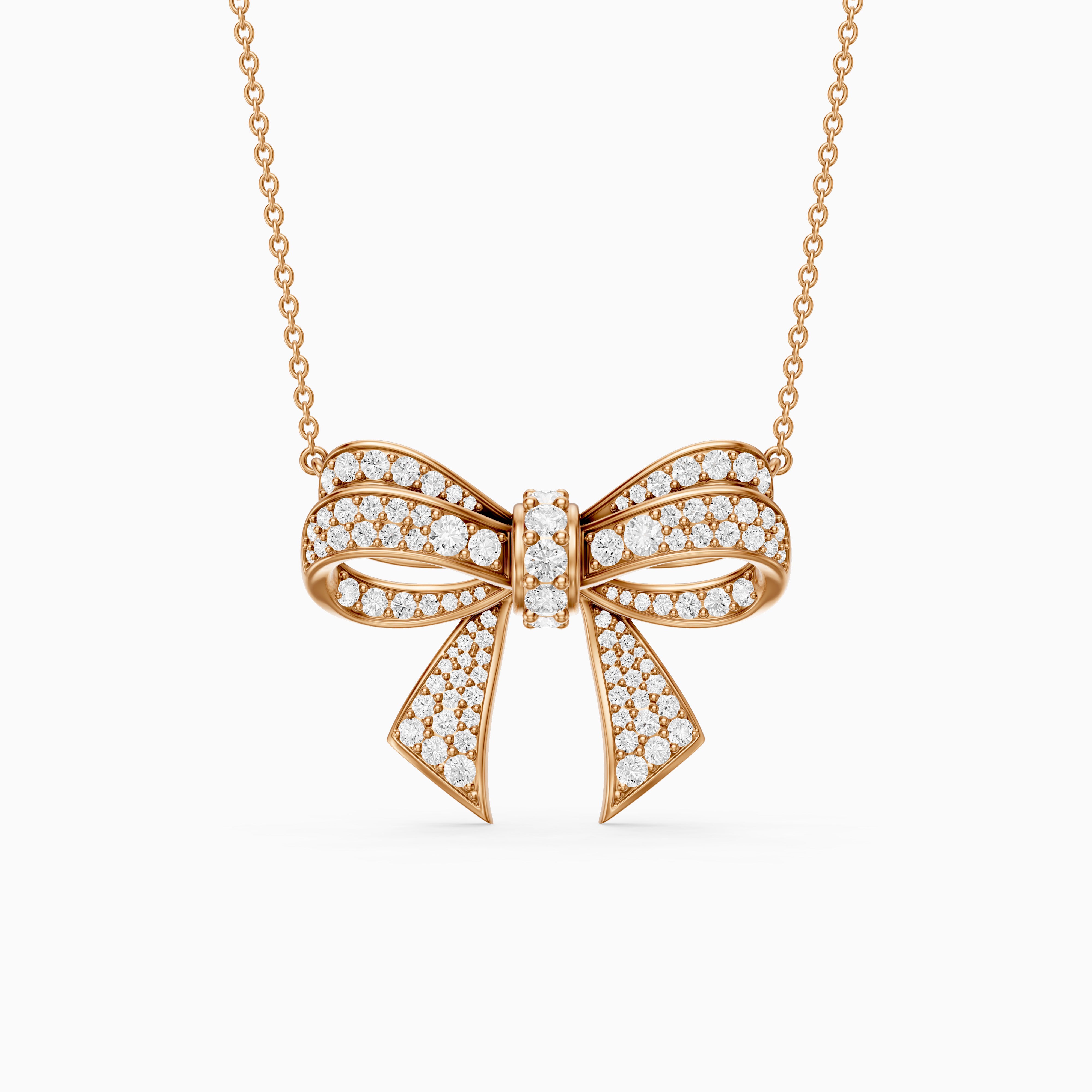Kimberly Round Lab Grown Diamond Bow Pendant