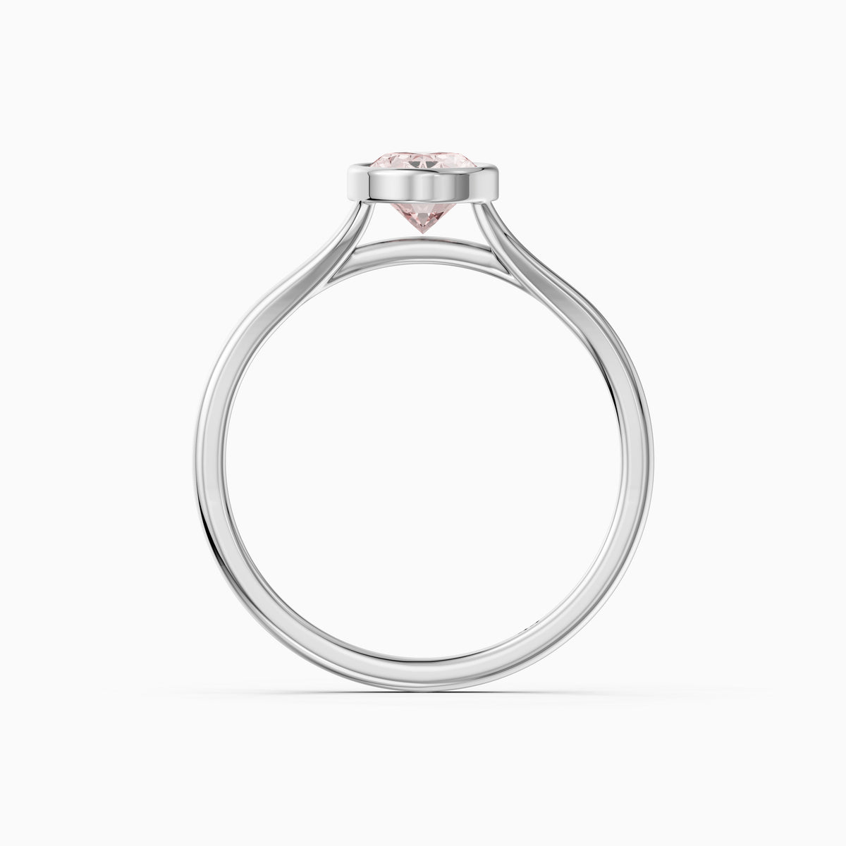 Elliot Oval Cut Pink Lab Grown Diamond Ring in Bezel Set Split Shank Style