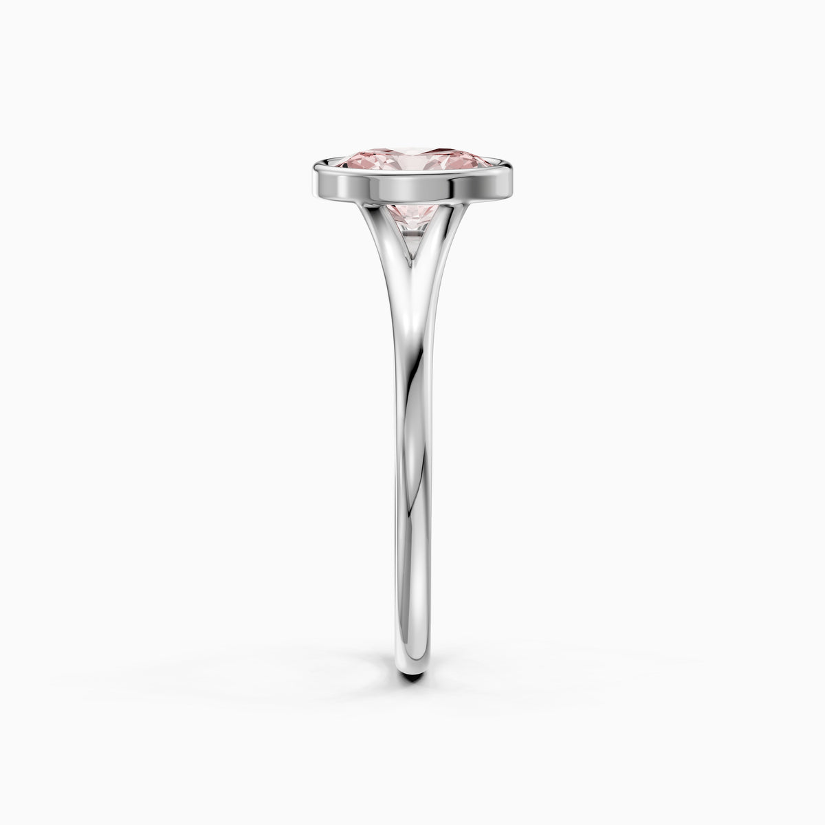 Elliot Oval Cut Pink Lab Grown Diamond Ring in Bezel Set Split Shank Style