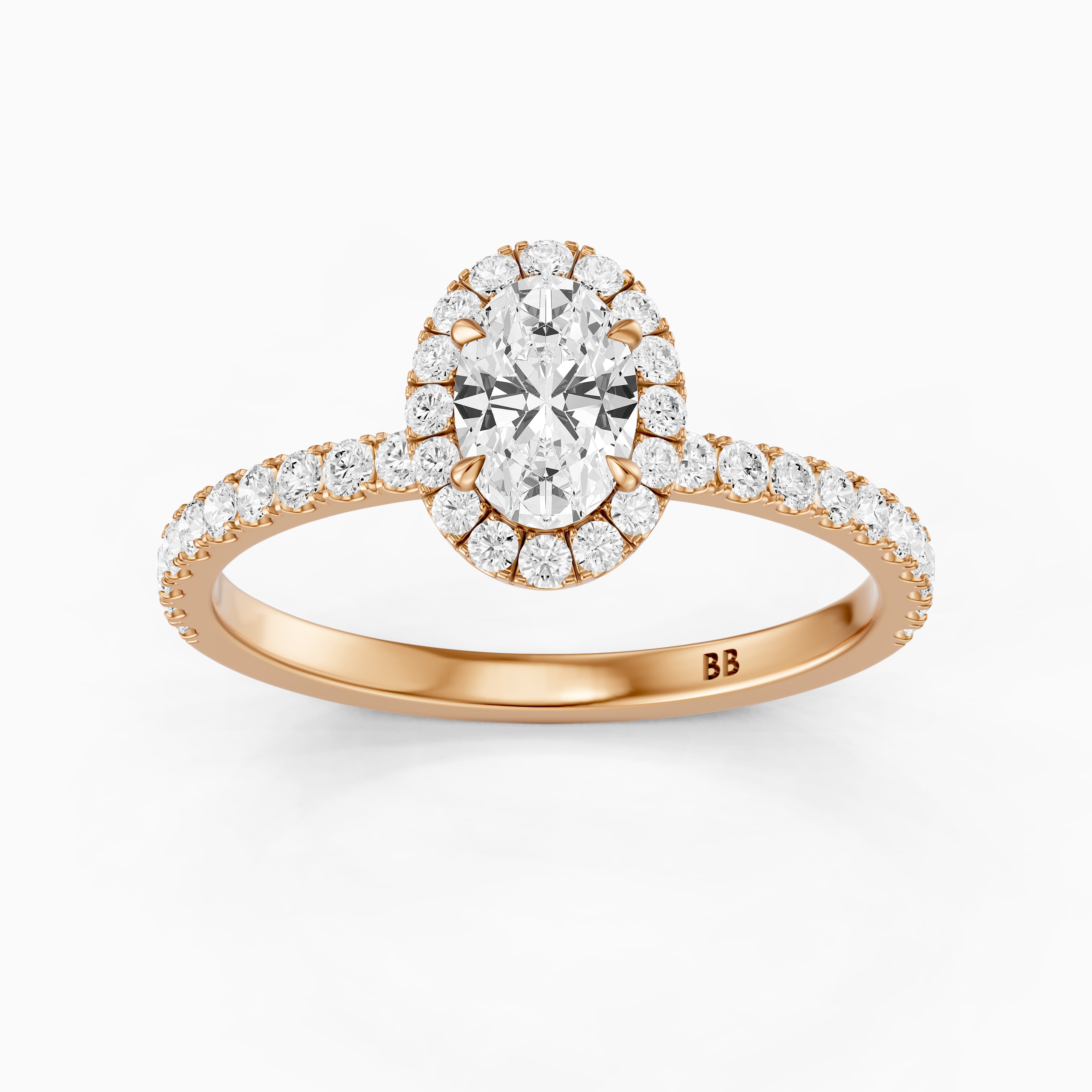 Phoebe Oval Cut Halo Pave Lab Grown Diamond Engagement Ring