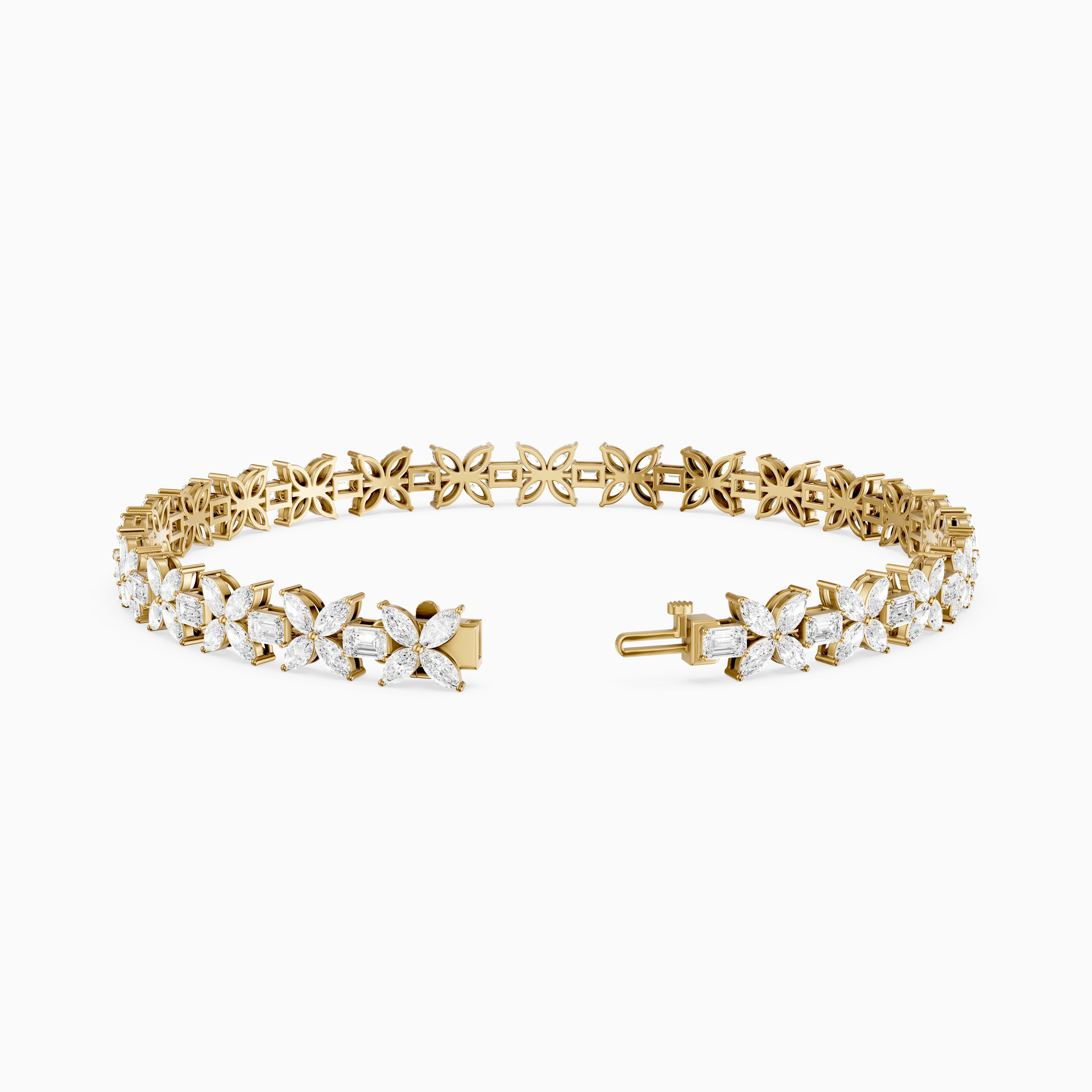 Fiorella Marquise Lab Grown Diamond Floral Bracelet with Emerald Cut Lab Diamonds