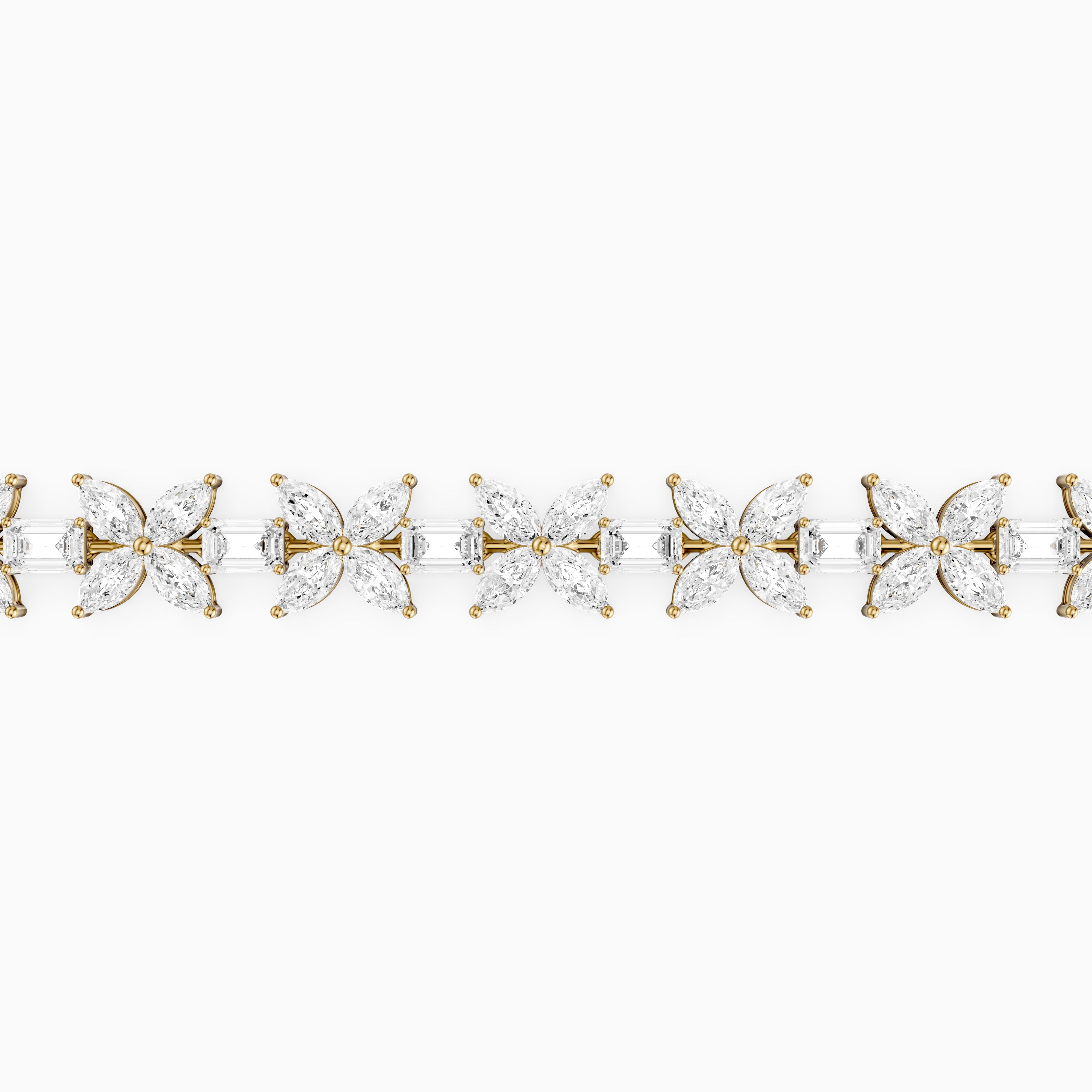 Fiorella Marquise Lab Grown Diamond Floral Bracelet with Emerald Cut Lab Diamonds