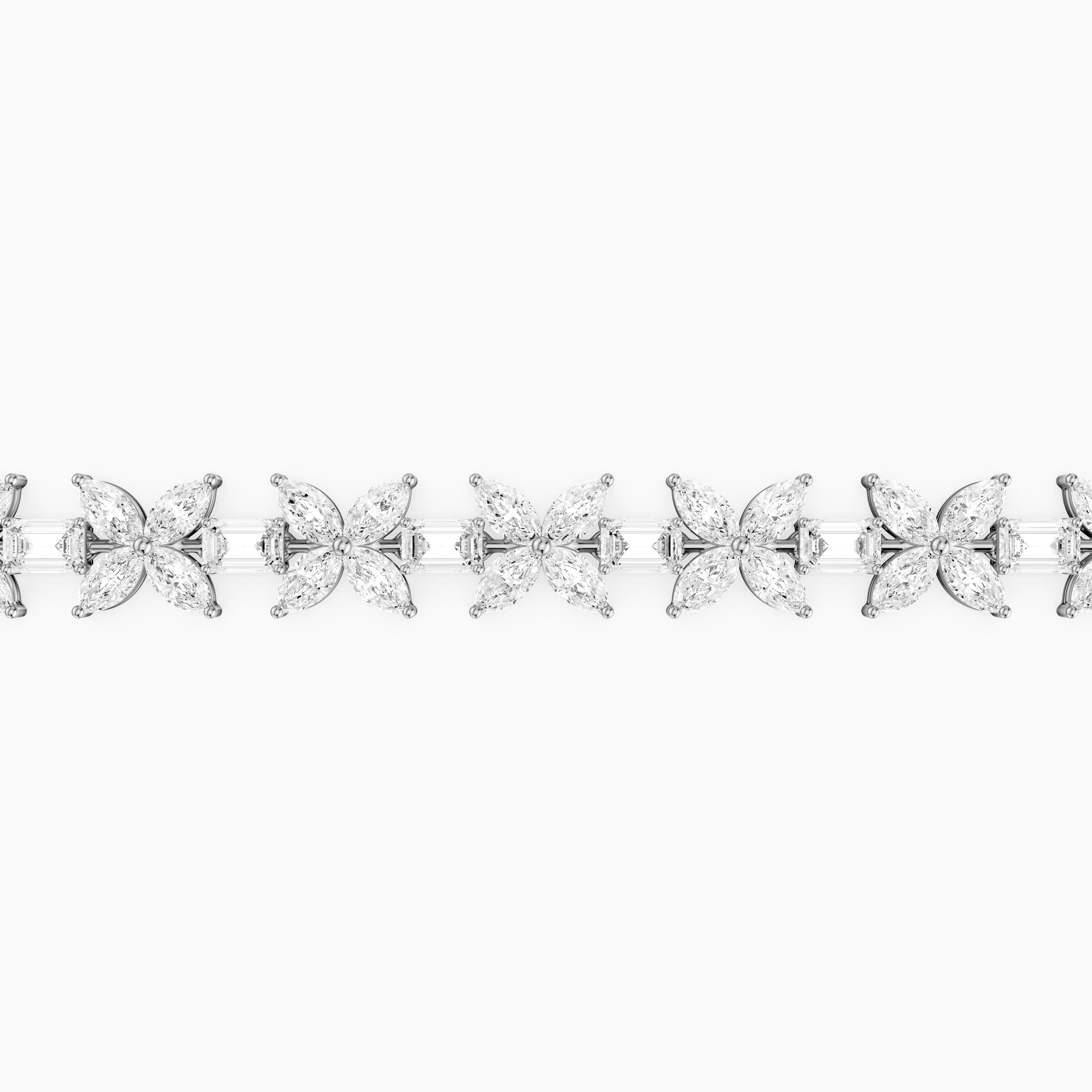 Fiorella Marquise Lab Grown Diamond Floral Bracelet with Emerald Cut Lab Diamonds