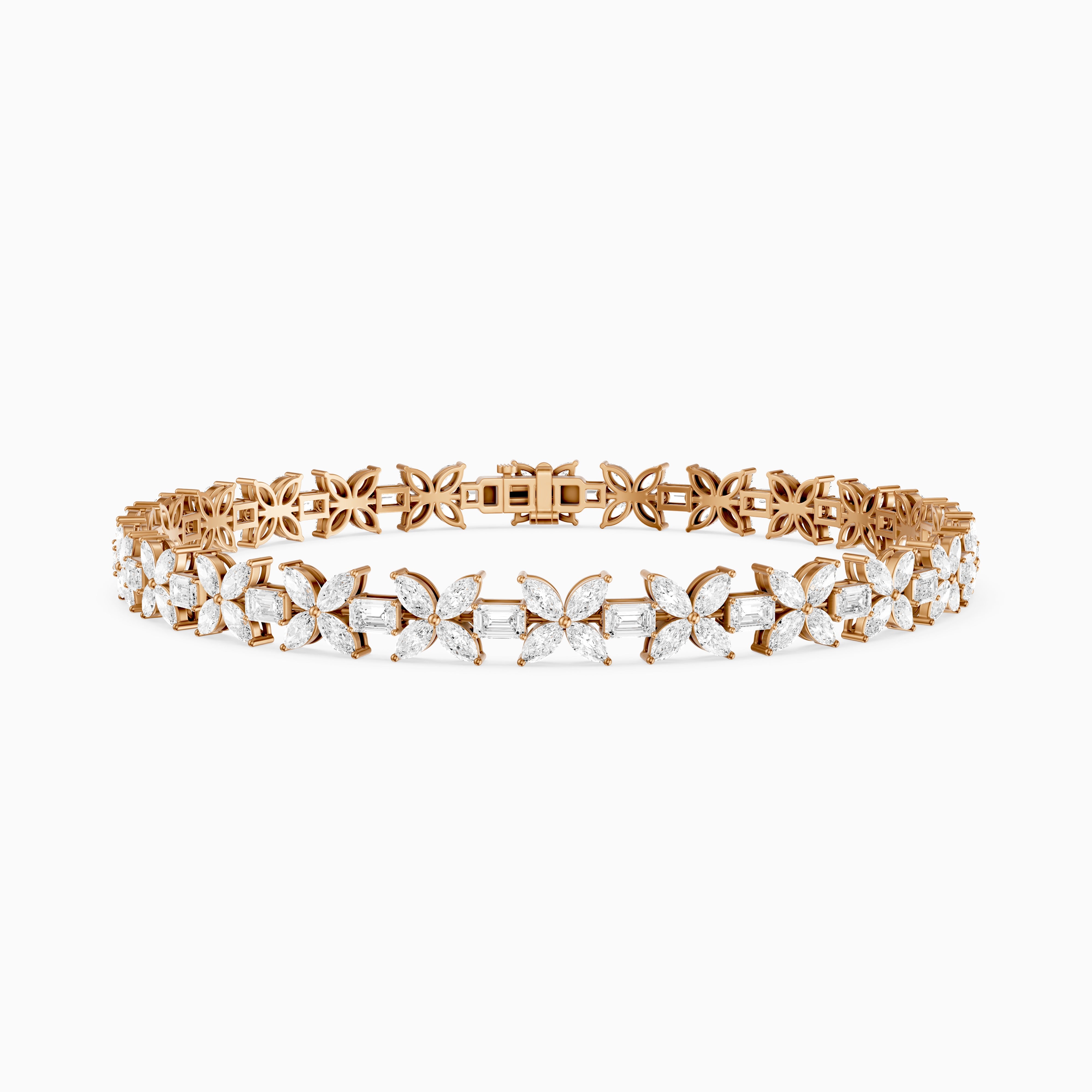 Fiorella Marquise Lab Grown Diamond Floral Bracelet with Emerald Cut Lab Diamonds