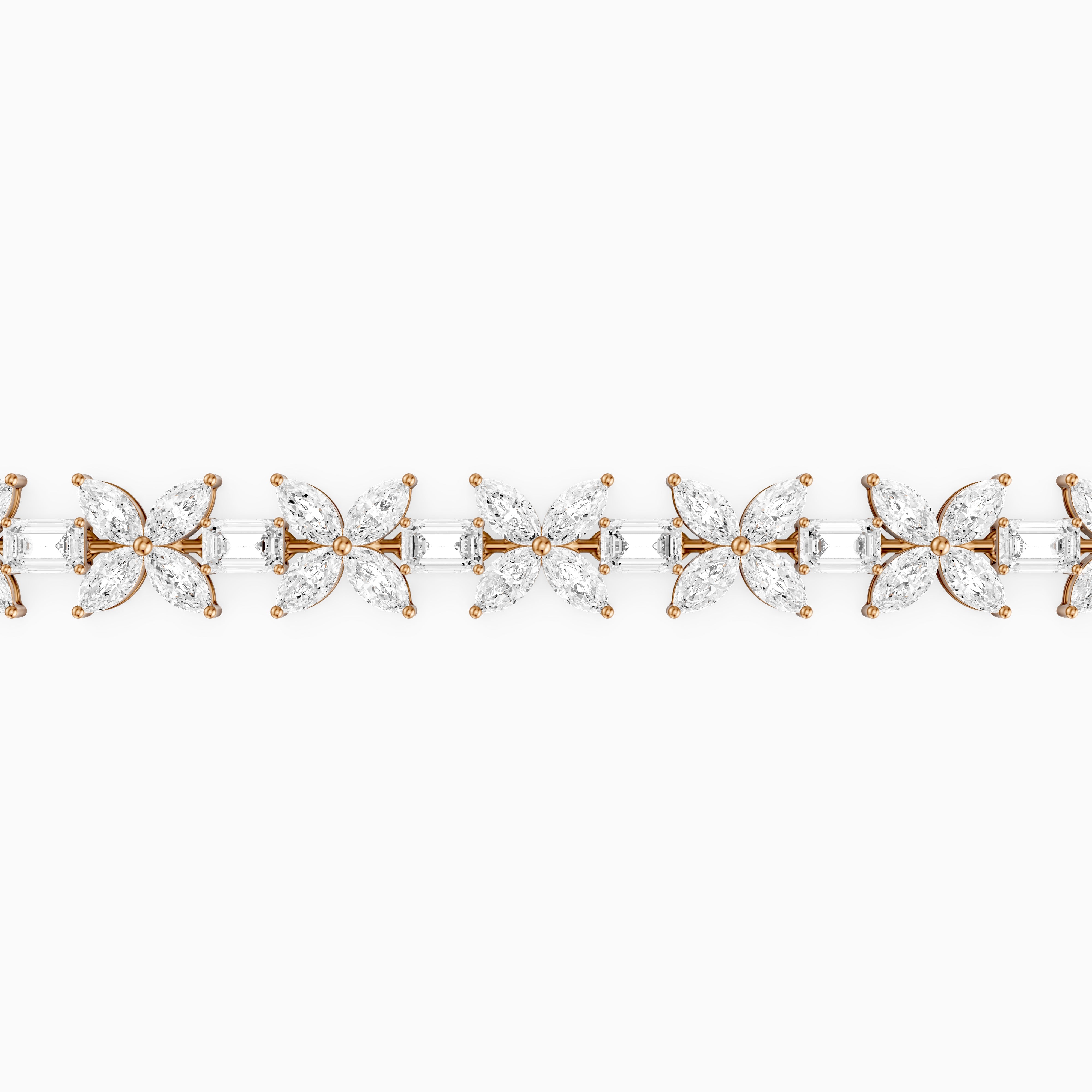 Fiorella Marquise Lab Grown Diamond Floral Bracelet with Emerald Cut Lab Diamonds