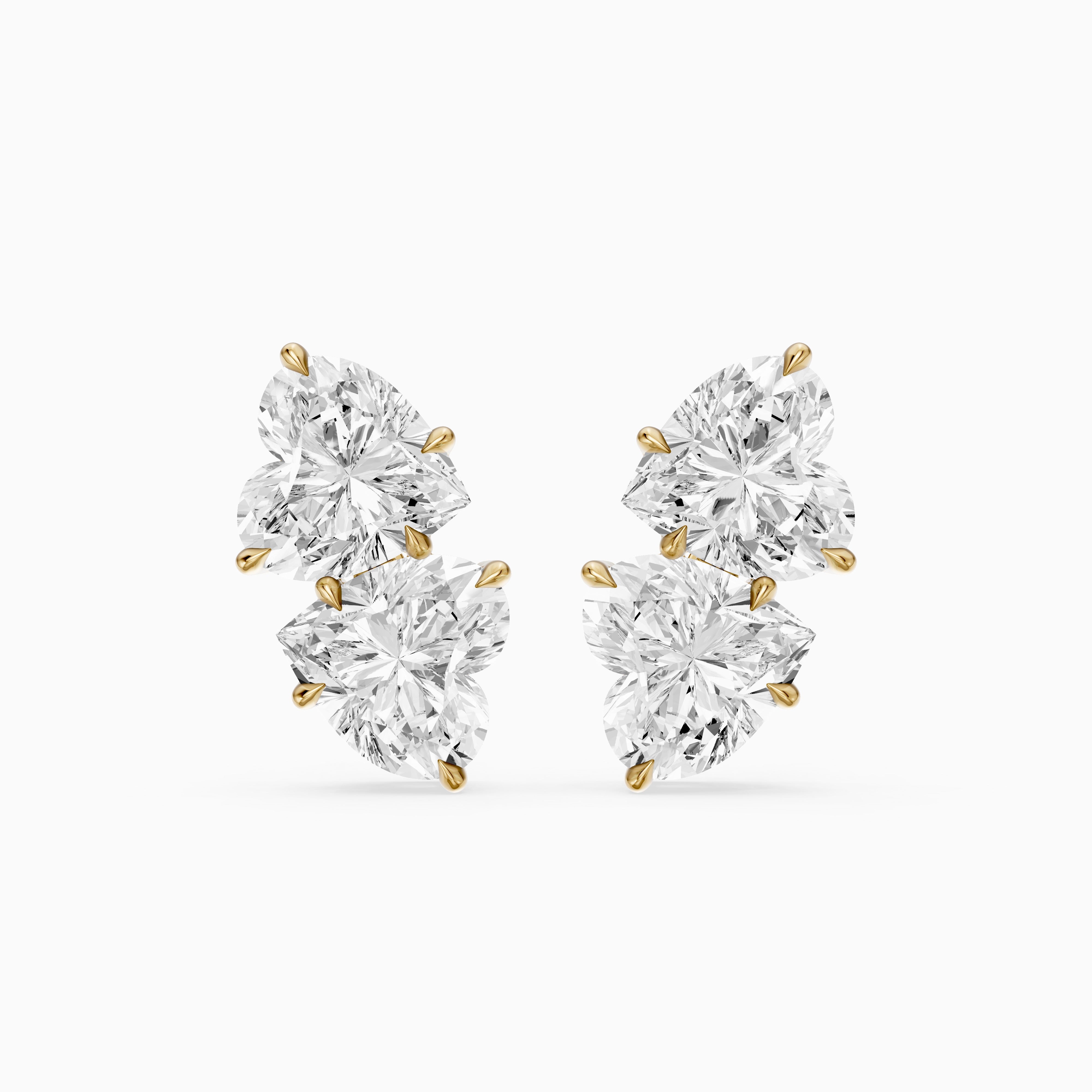 Iseult Heart Cut Lab Grown Diamond Duo Stud Earrings